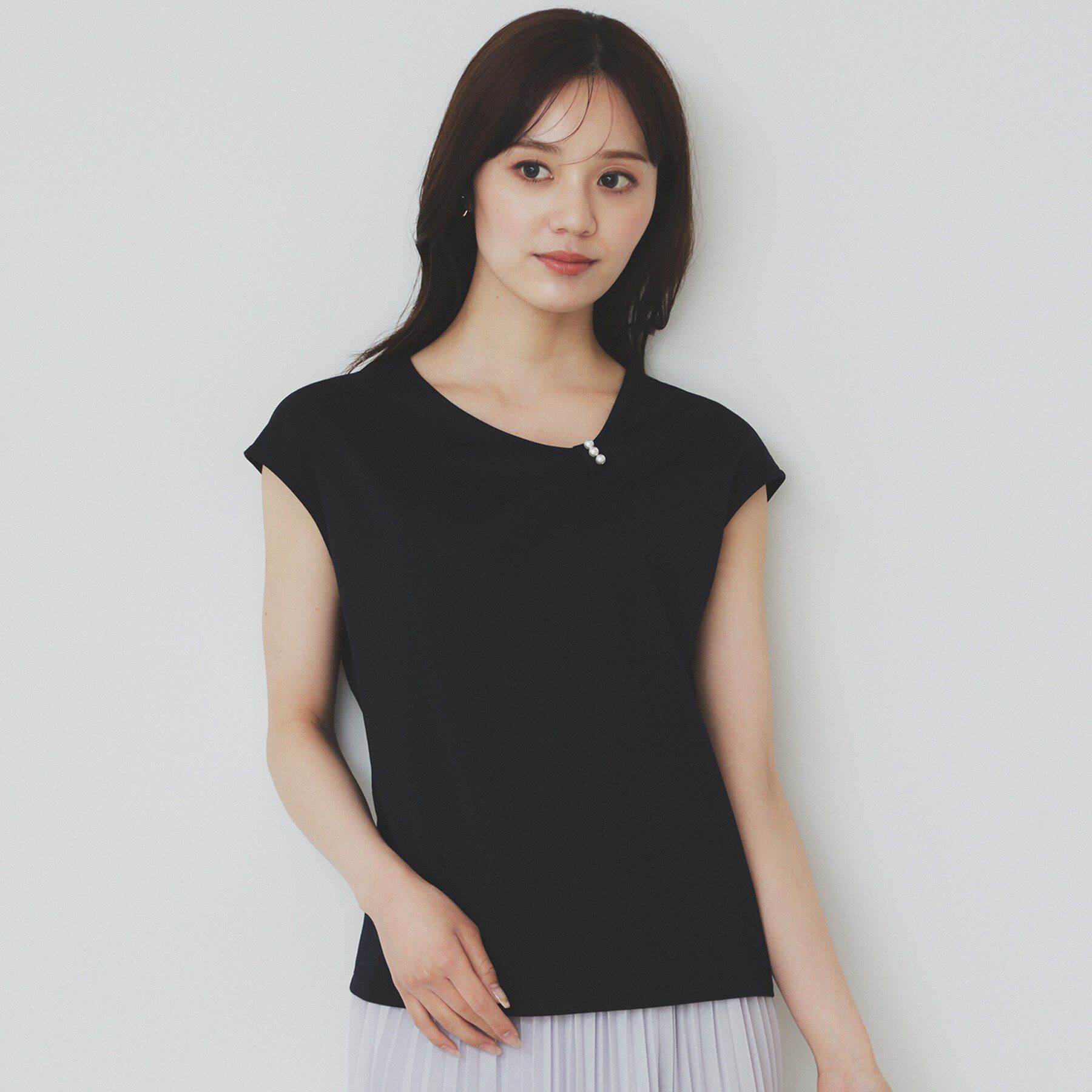 index「アシメリボンフレンチトップス【接触冷感/UVケア/洗濯機洗い可】」|Tシャツ・カットソー|