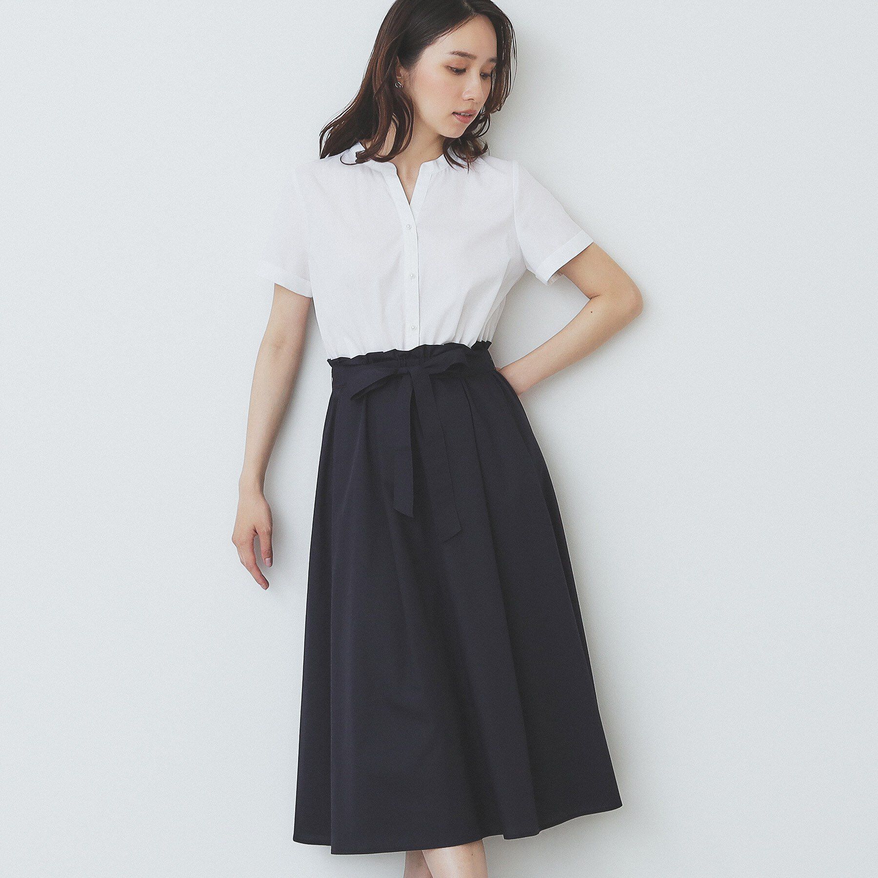 index「《andGIRL掲載》タックフレアワンピース【洗濯機洗い可/イージーアイロン】」|ワンピース|オフホワイト(503