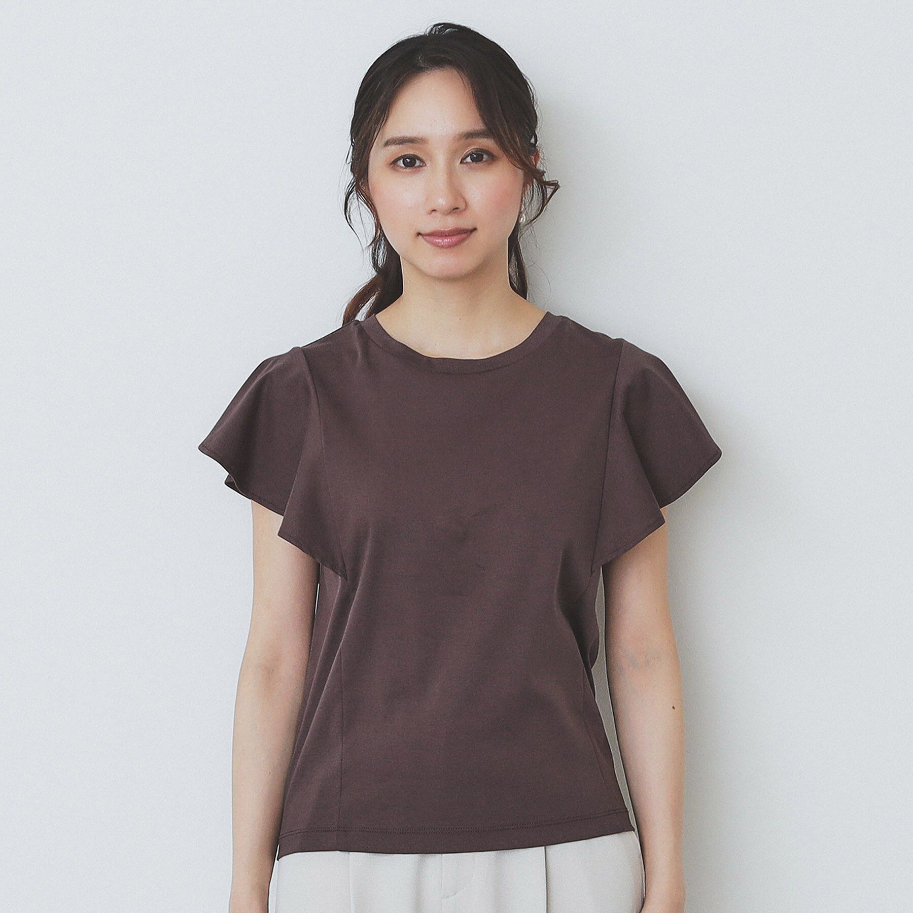 index「《美人百花掲載/XS-3Lサイズ》フレアスリーブバックシャントップス【接触冷感/UVケア/洗濯機洗い」|Tシャツ・カットソー|