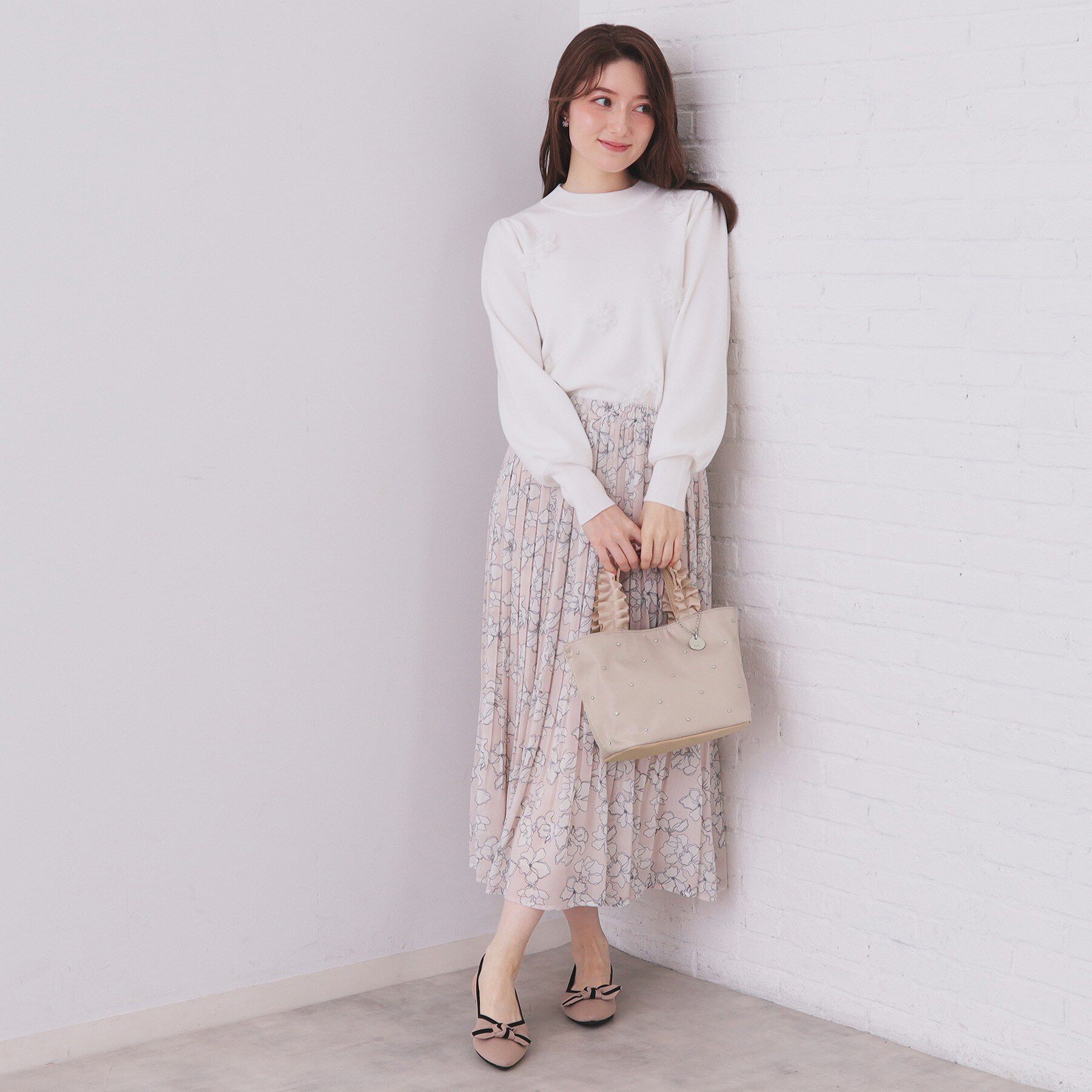 index「持ち手フリルビジューミドルトートバッグ【2WAY】」|トートバッグ|