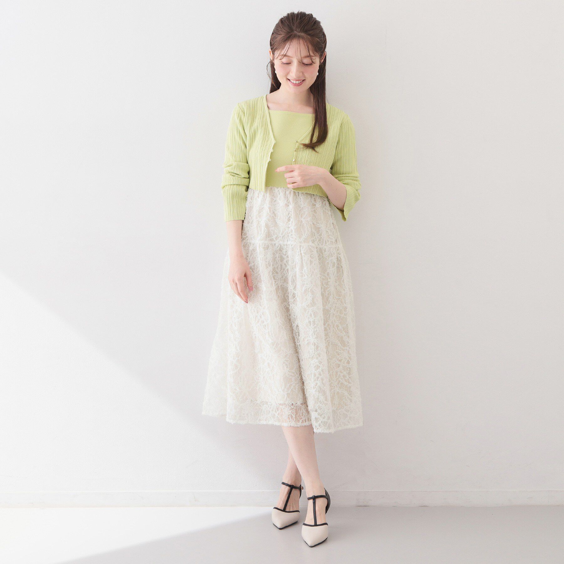 index「《ツインセット》カーディガン&times;ニットドッキングワンピース【洗濯機OK】」|スーツ|