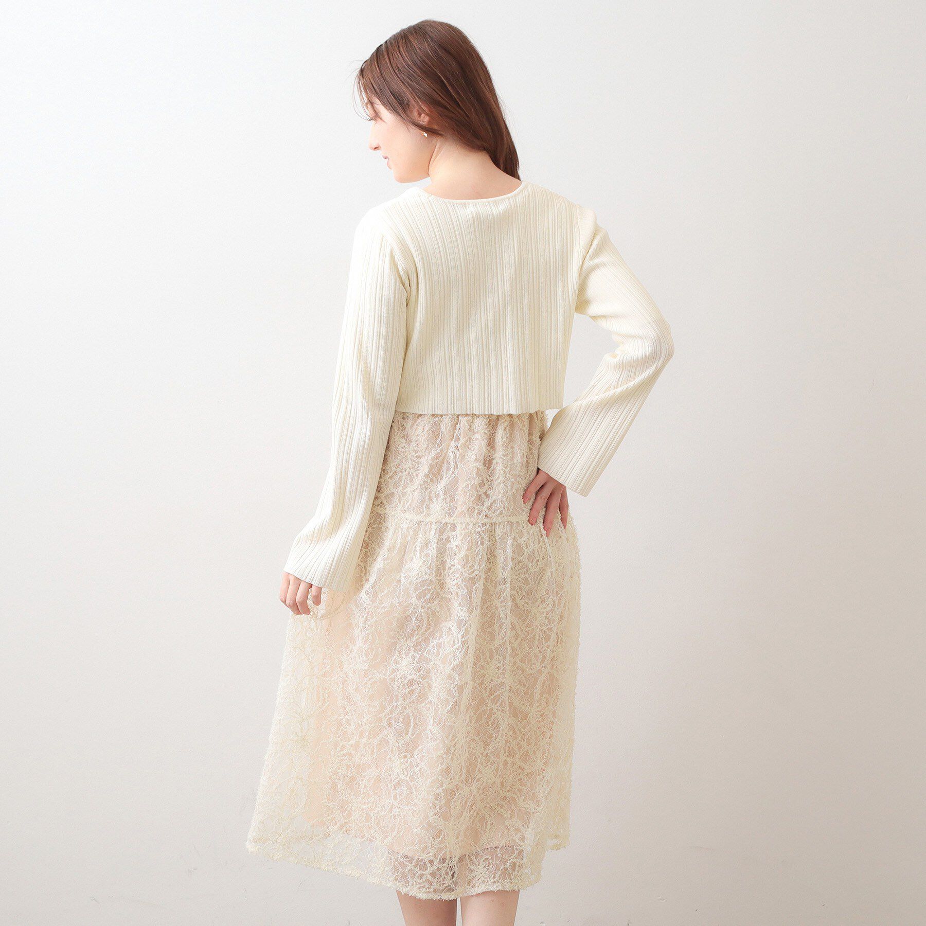 index「《ツインセット》カーディガン&times;ニットドッキングワンピース【洗濯機OK】」|スーツ|