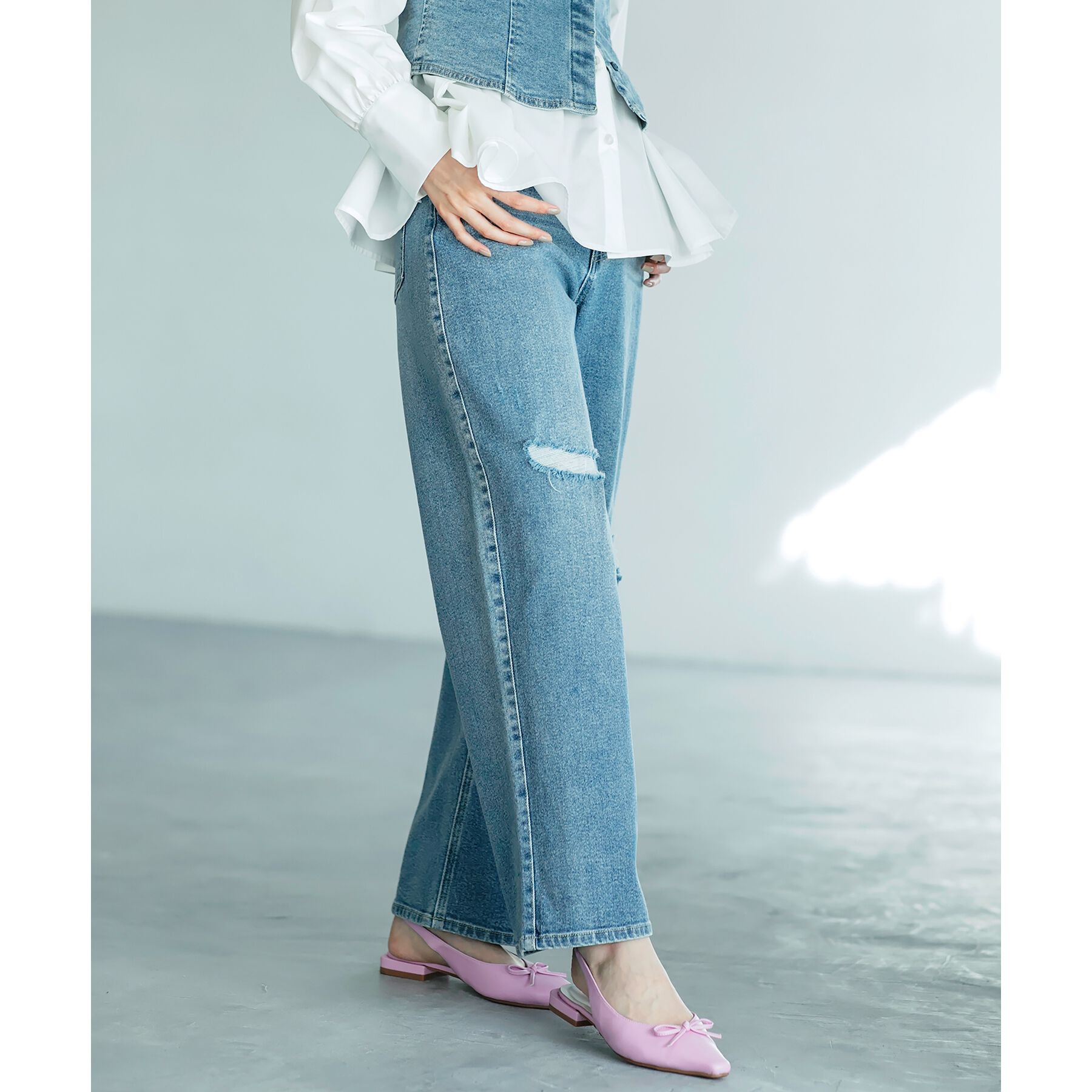 OPAQUE.CLIP「《SS-LLsize》ストレッチダメージストレートデニム【洗濯機洗い可】」|その他|