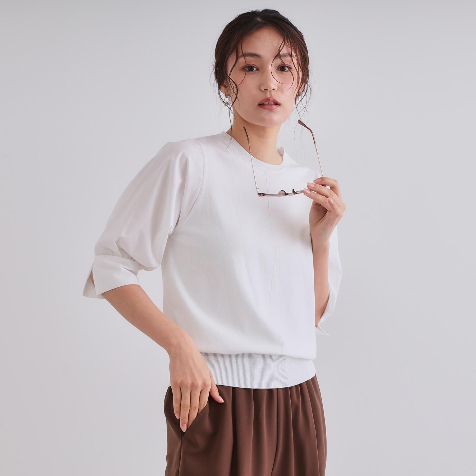 OPAQUE.CLIP「フハクスリーブドッキングニット【洗濯機洗い可】」|ニット・セーター|