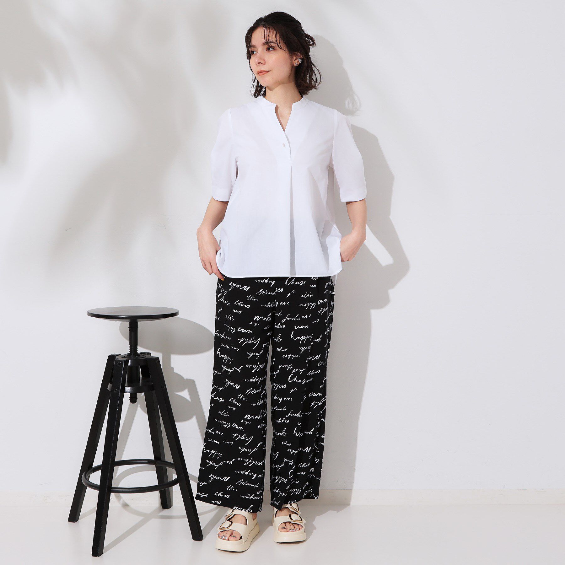 OPAQUE.CLIP「スキッパータックスリーブブラウス【洗濯機洗い可】」|シャツ・ブラウス|