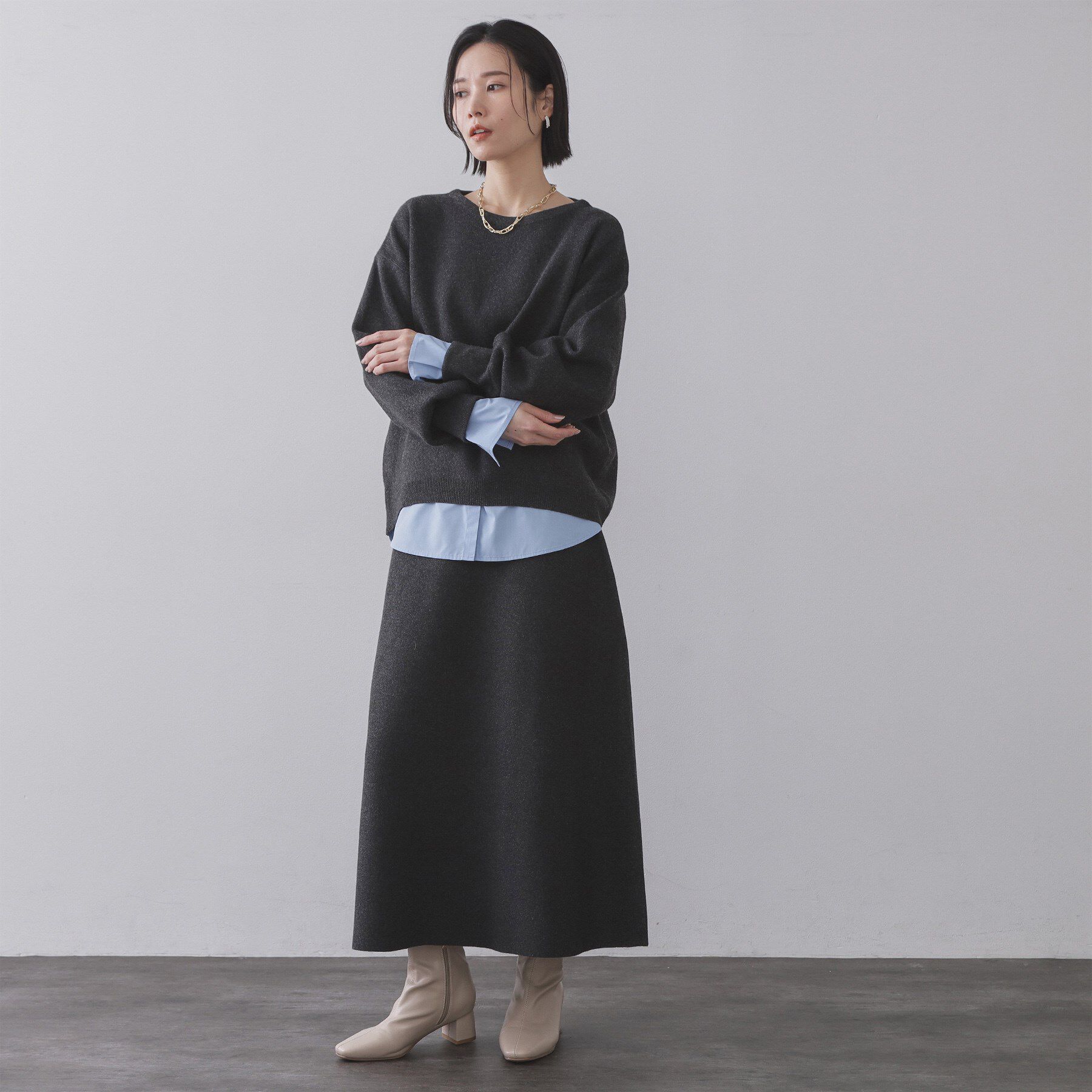 OPAQUE.CLIP「シャツドッキングカットソー【洗濯機OK】」|Tシャツ・カットソー|