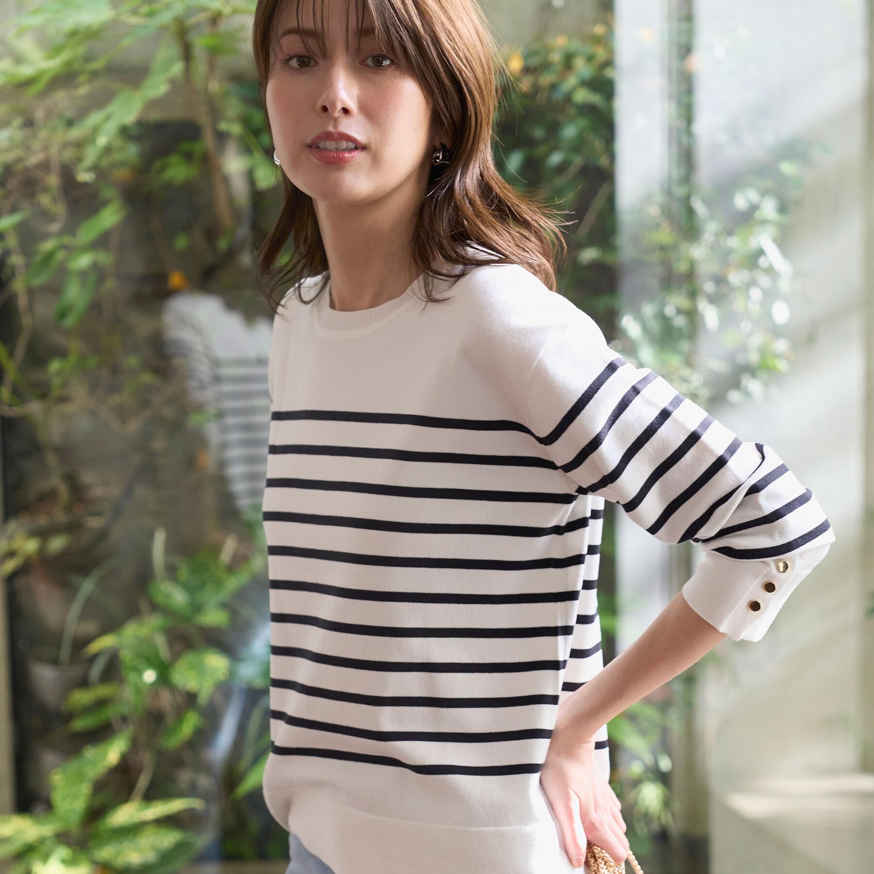 OPAQUE.CLIP「金ボタン使いリラクシーニット【洗濯機OK】」|ニット・セーター|