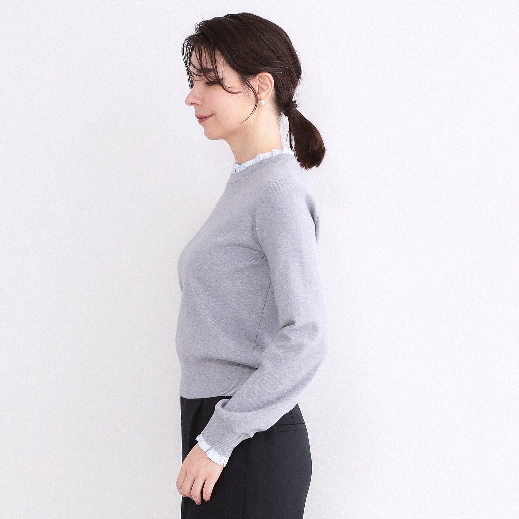OPAQUE.CLIP「襟フリルドッキングニット【洗濯機OK】」|ニット・セーター|