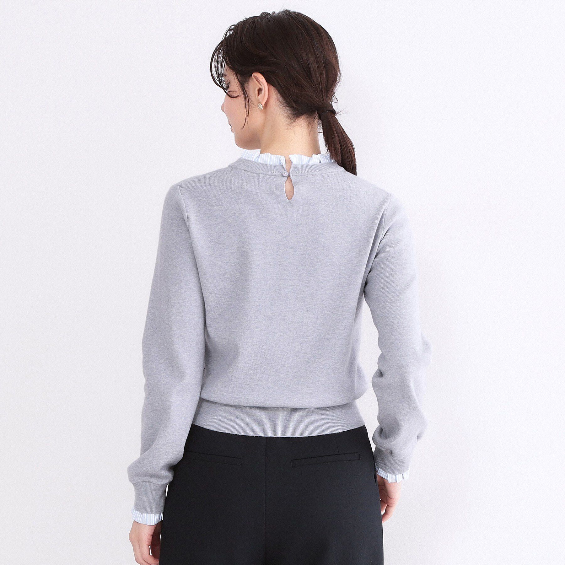 OPAQUE.CLIP「襟フリルドッキングニット【洗濯機OK】」|ニット・セーター|