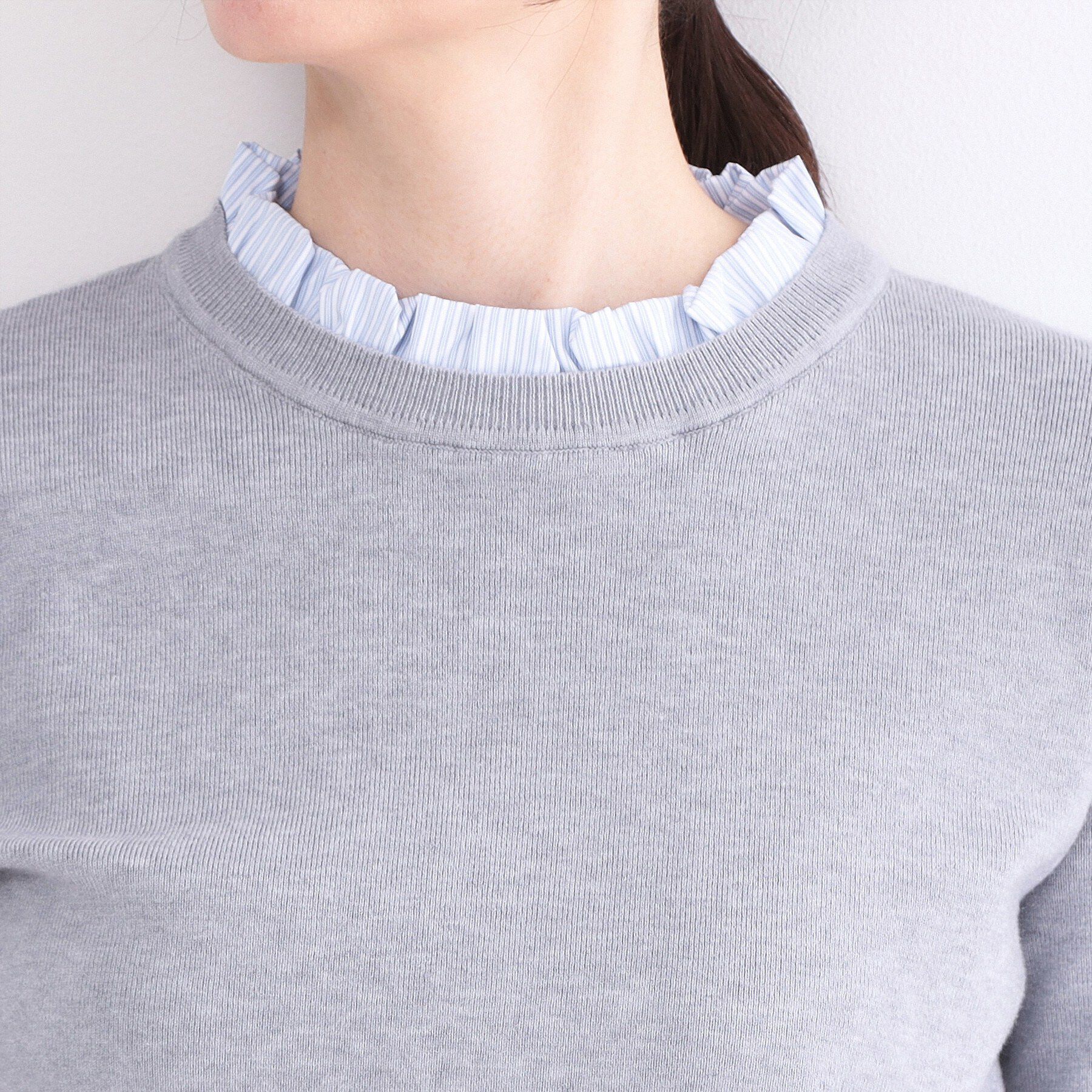 OPAQUE.CLIP「襟フリルドッキングニット【洗濯機OK】」|ニット・セーター|