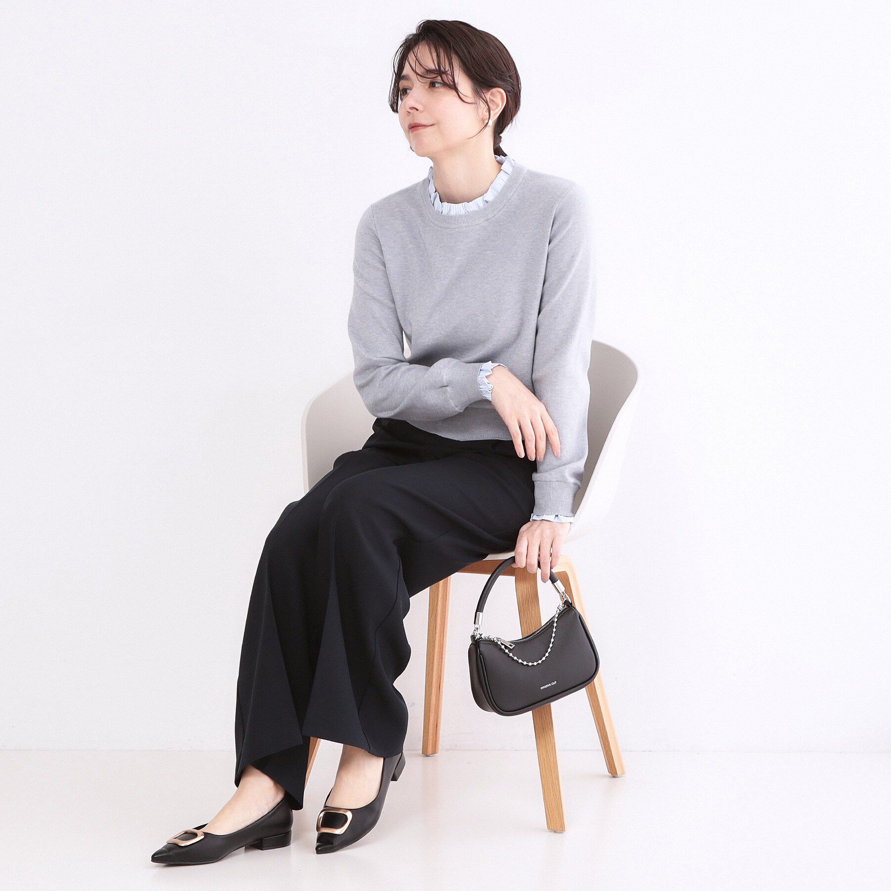 OPAQUE.CLIP「襟フリルドッキングニット【洗濯機OK】」|ニット・セーター|