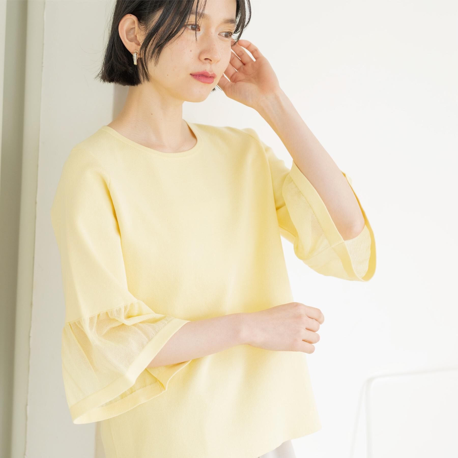 OPAQUE.CLIP「シアーフレアスリーブニット【洗濯機OK/抗ピル】」|ニット・セーター|