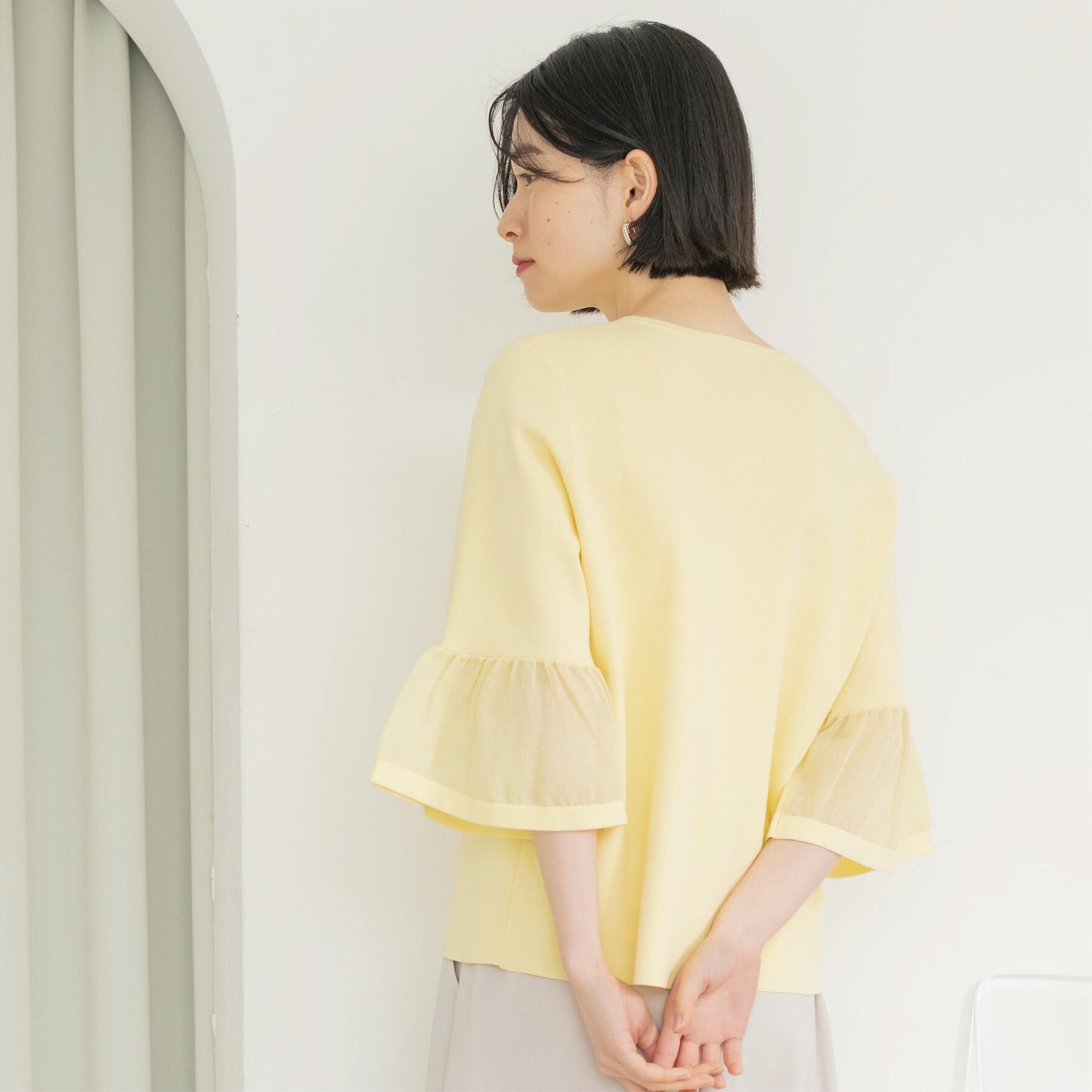 OPAQUE.CLIP「シアーフレアスリーブニット【洗濯機OK/抗ピル】」|ニット・セーター|