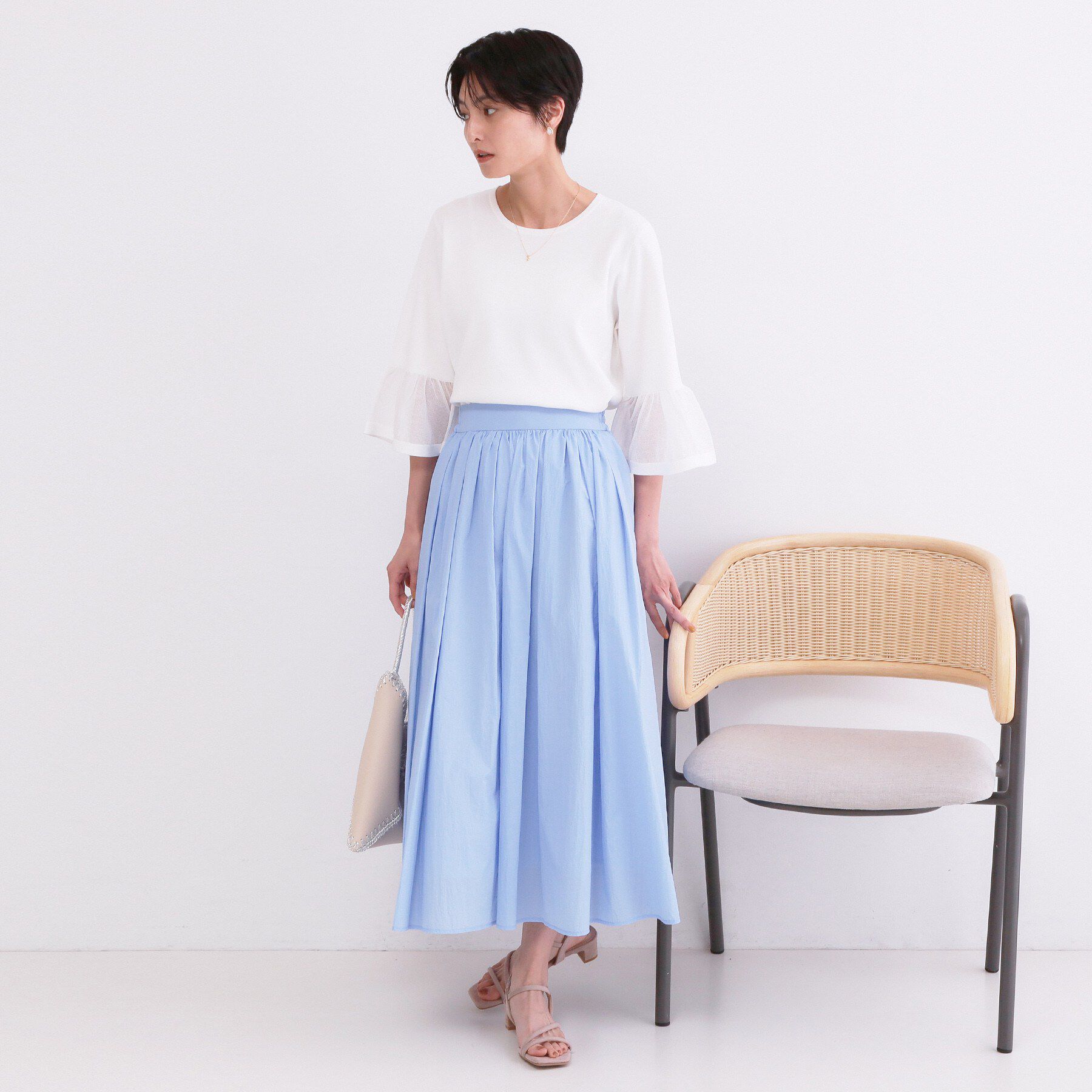 OPAQUE.CLIP「シアーフレアスリーブニット【洗濯機OK/抗ピル】」|ニット・セーター|