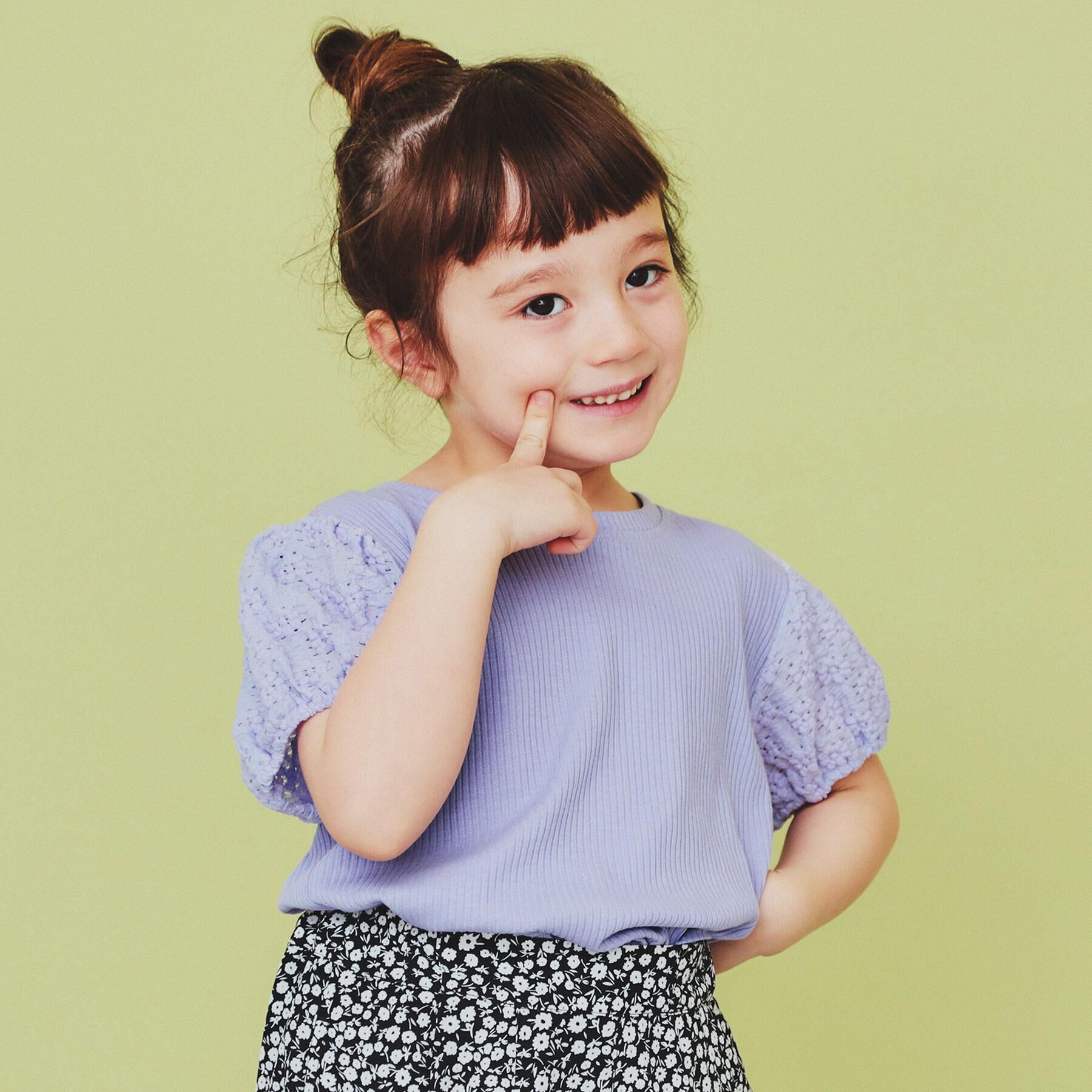 THE SHOP TK「【100-150】バルーンスリーブ半袖プルオーバー/洗濯機OK」|Tシャツ・カットソー|ラベンダー(080)