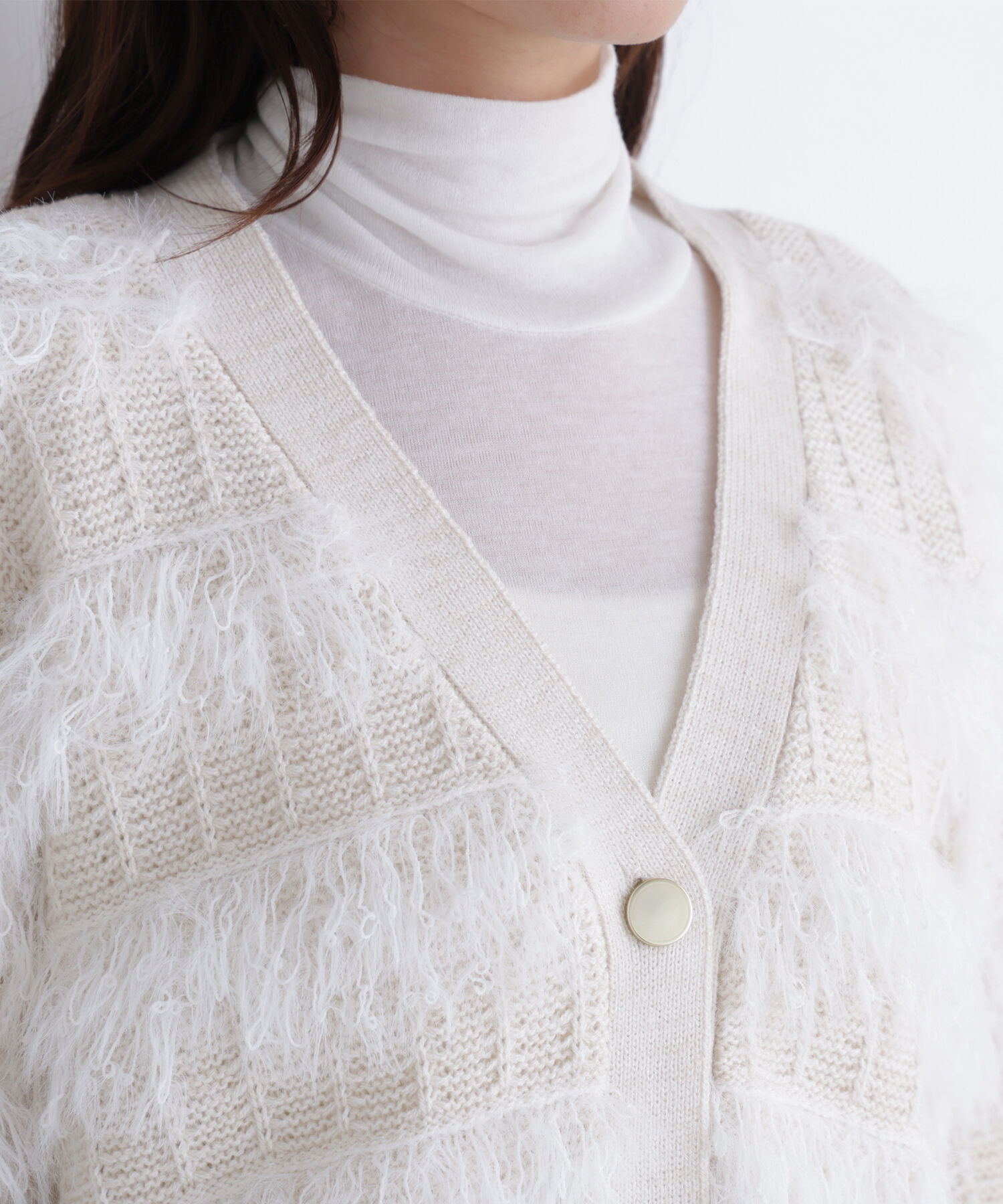  「フリンジボーダーカーディガン」|ニット・セーター|