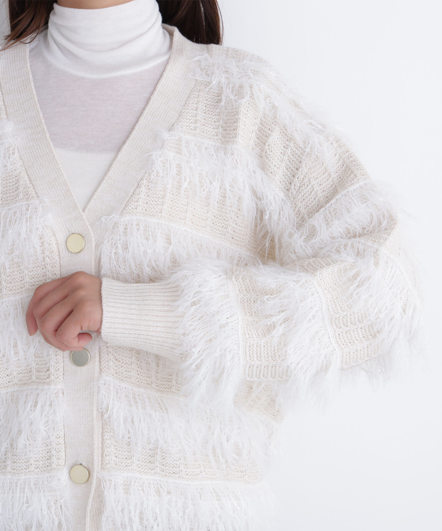  「フリンジボーダーカーディガン」|ニット・セーター|