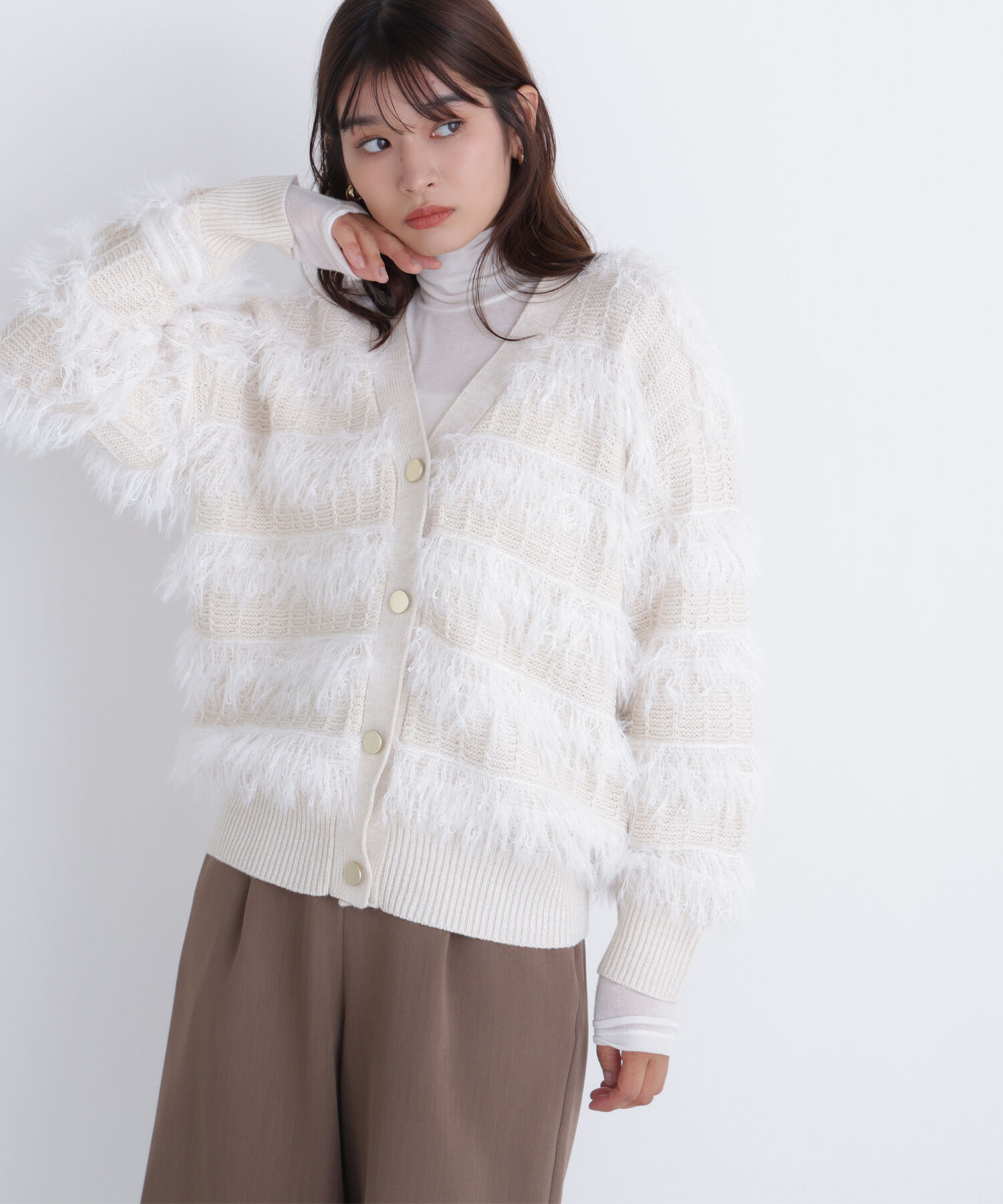  「フリンジボーダーカーディガン」|ニット・セーター|