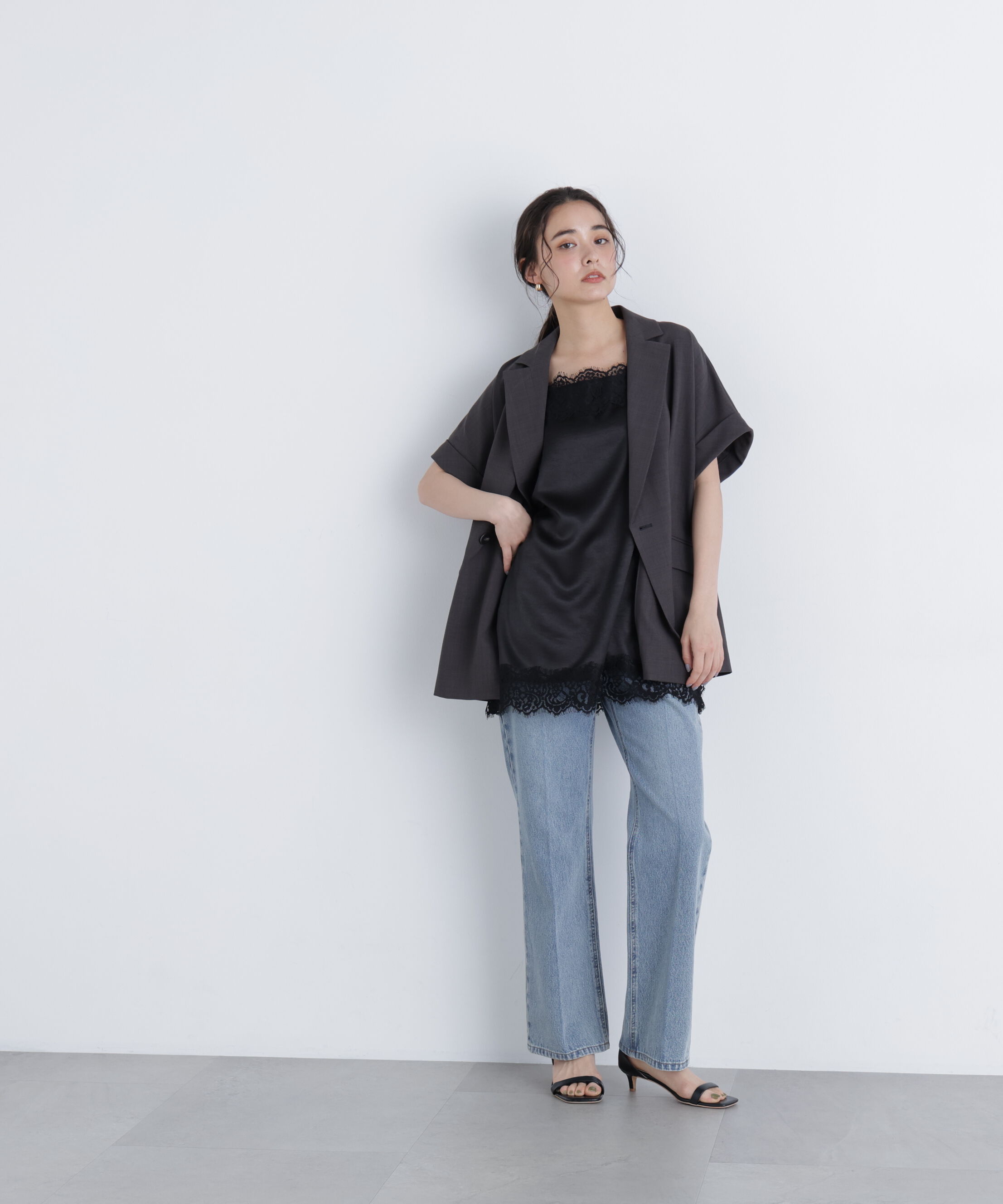  「〈N.〉サテンレースキャミソール」|シャツ・ブラウス|