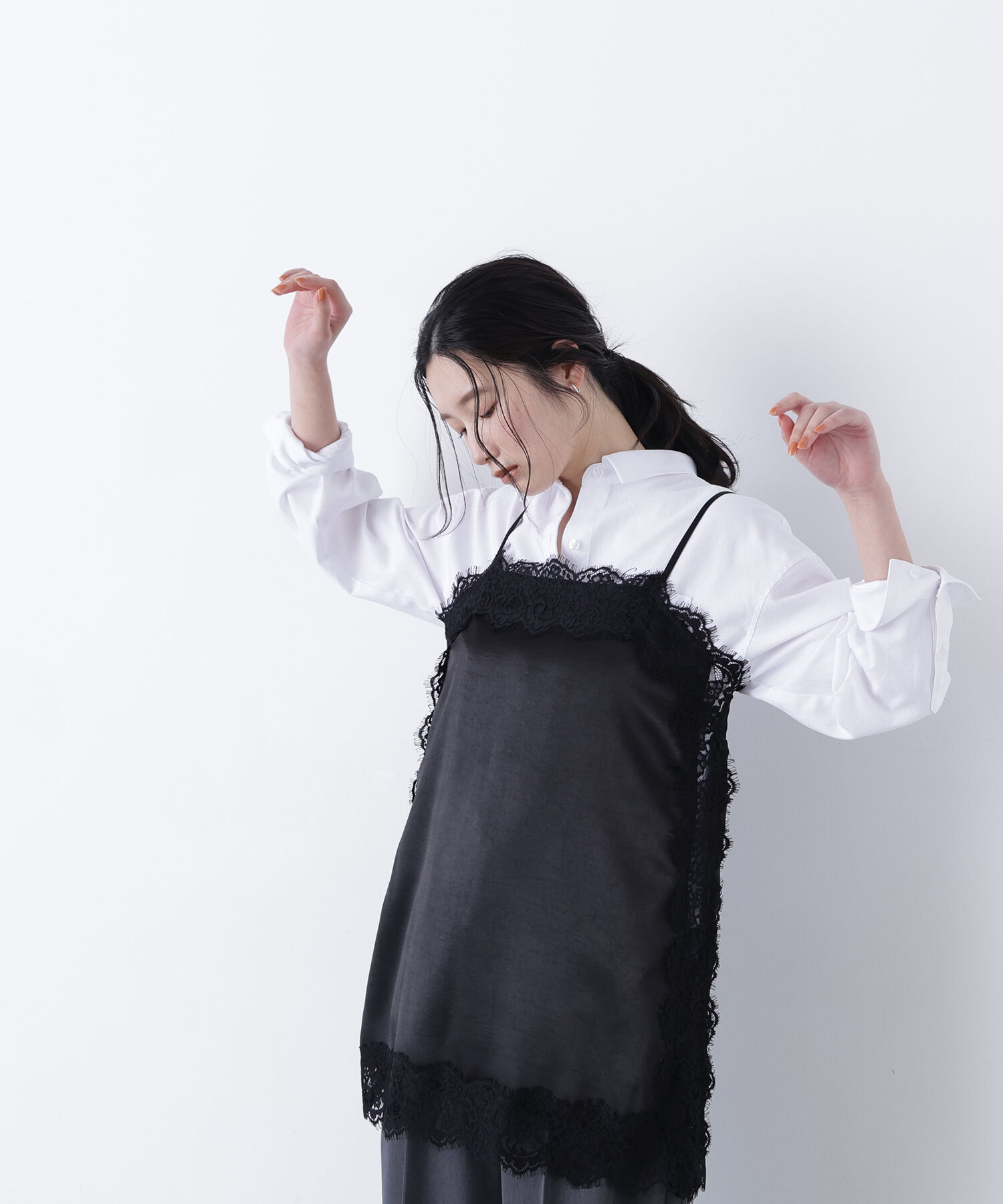  「〈N.〉サテンレースキャミソール」|シャツ・ブラウス|