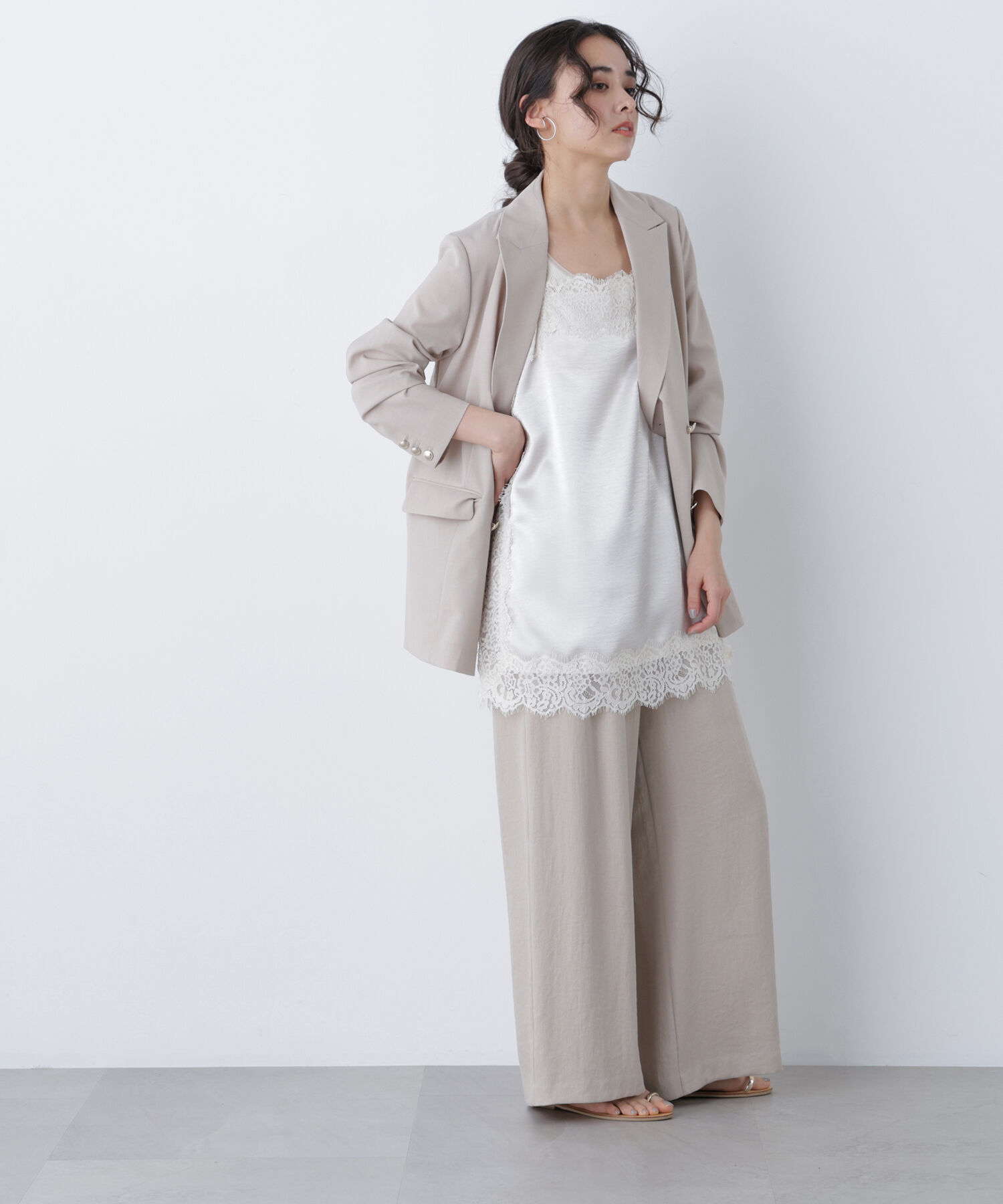  「〈N.〉サテンレースキャミソール」|シャツ・ブラウス|