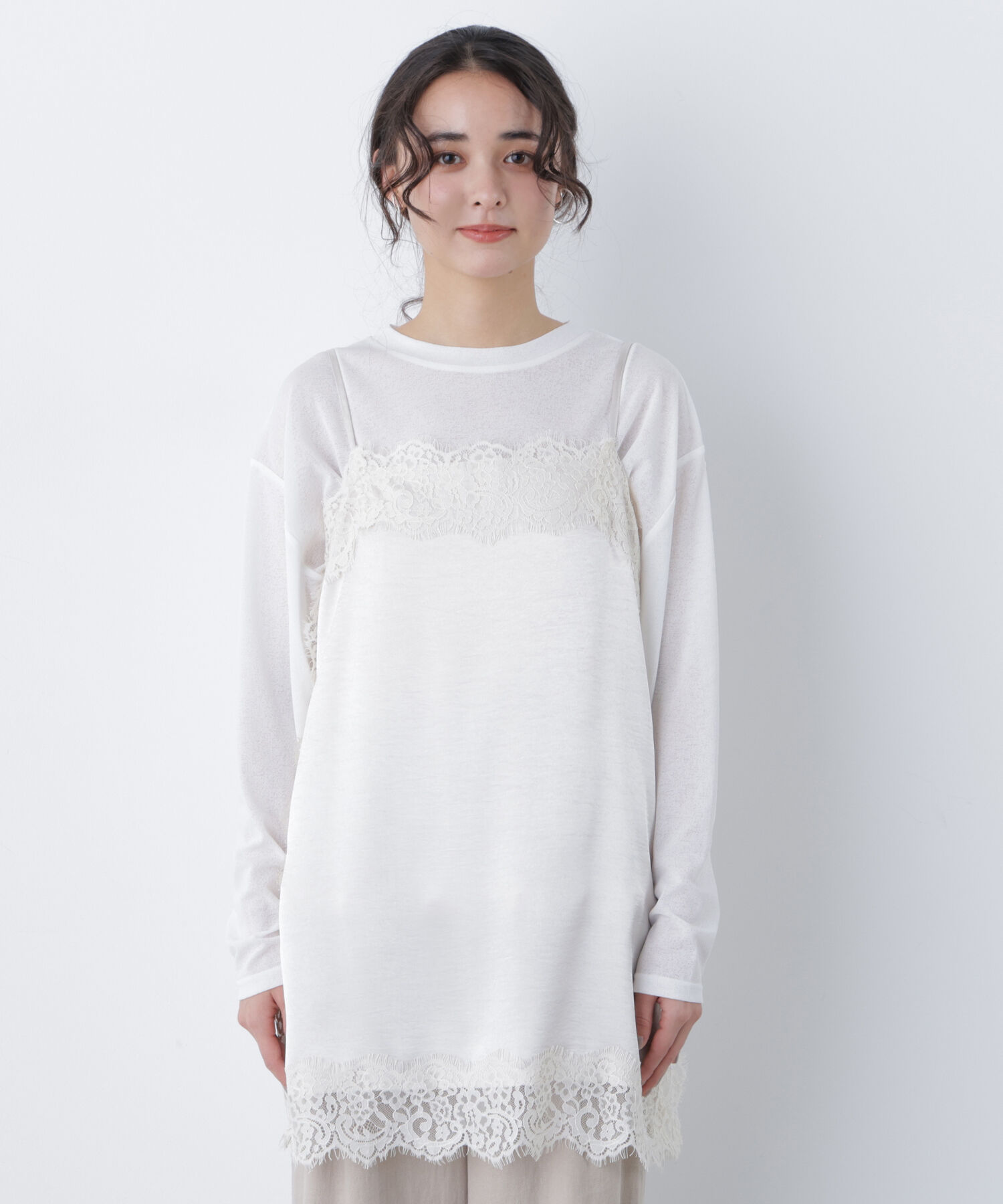  「〈N.〉サテンレースキャミソール」|シャツ・ブラウス|