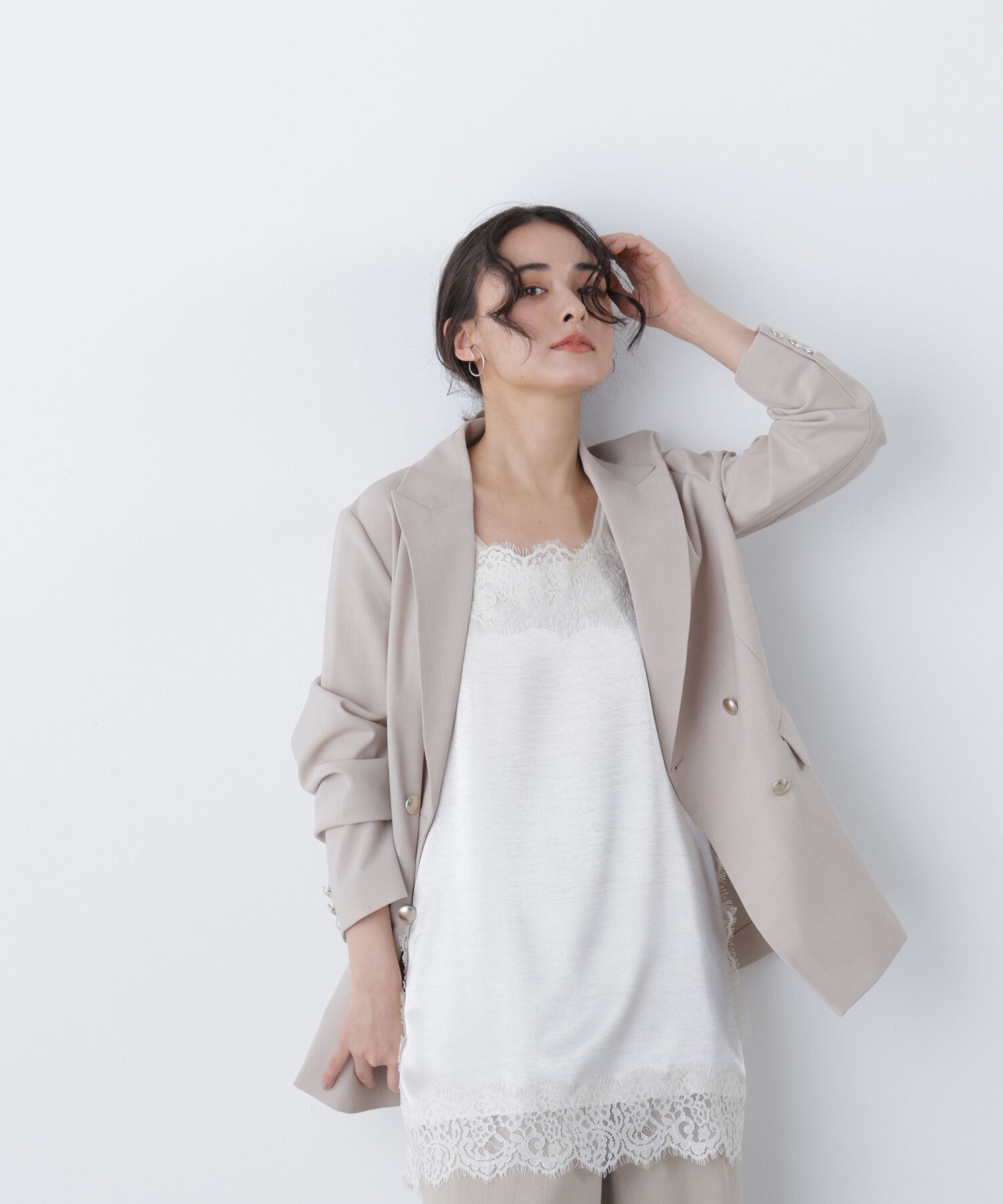  「〈N.〉サテンレースキャミソール」|シャツ・ブラウス|