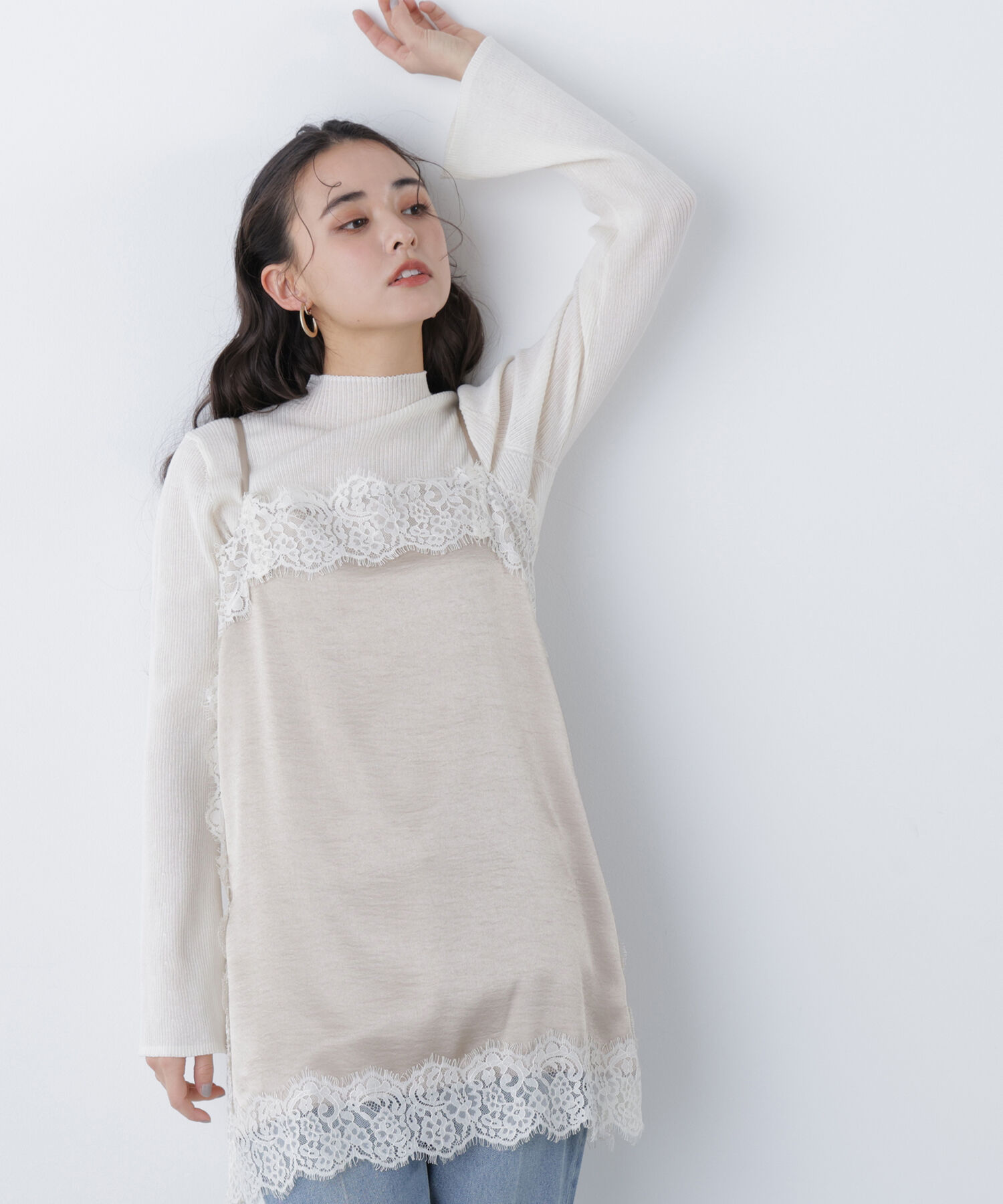  「〈N.〉サテンレースキャミソール」|シャツ・ブラウス|