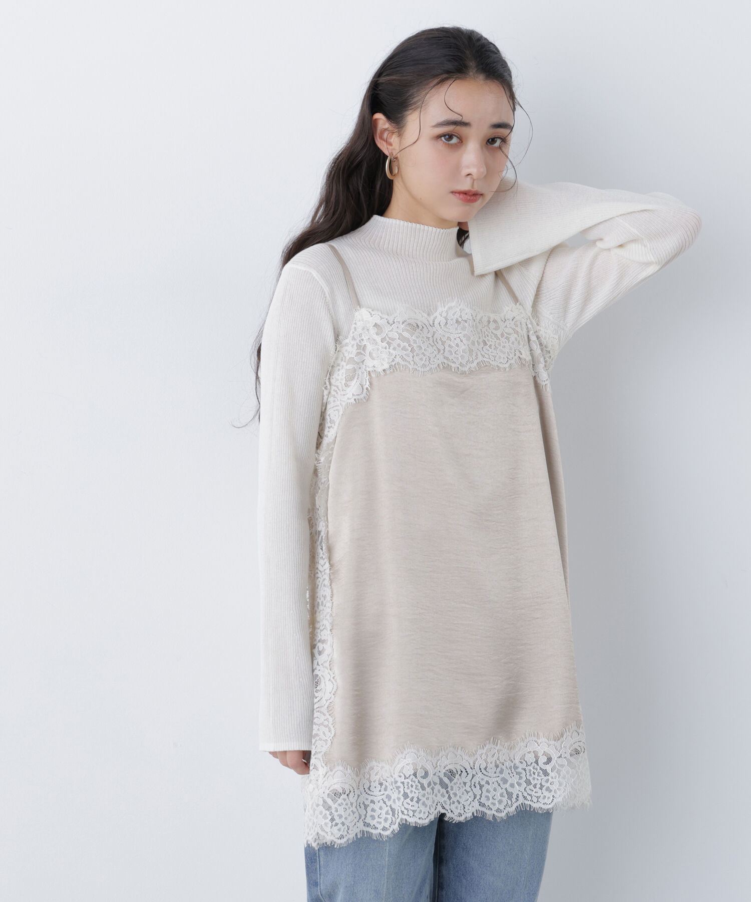  「〈N.〉サテンレースキャミソール」|シャツ・ブラウス|