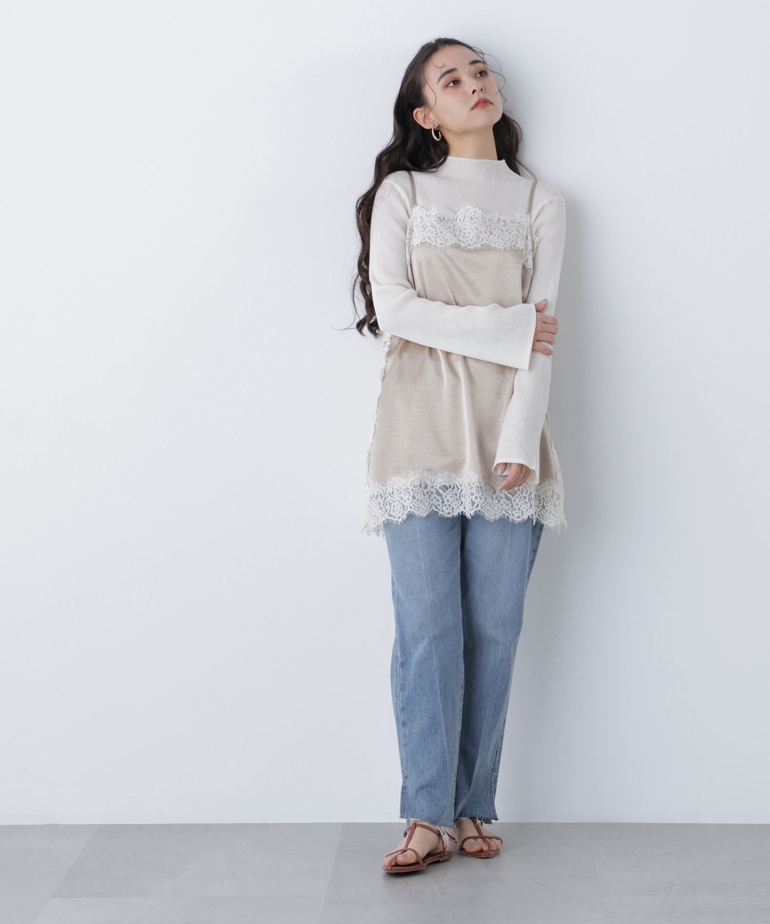  「〈N.〉サテンレースキャミソール」|シャツ・ブラウス|