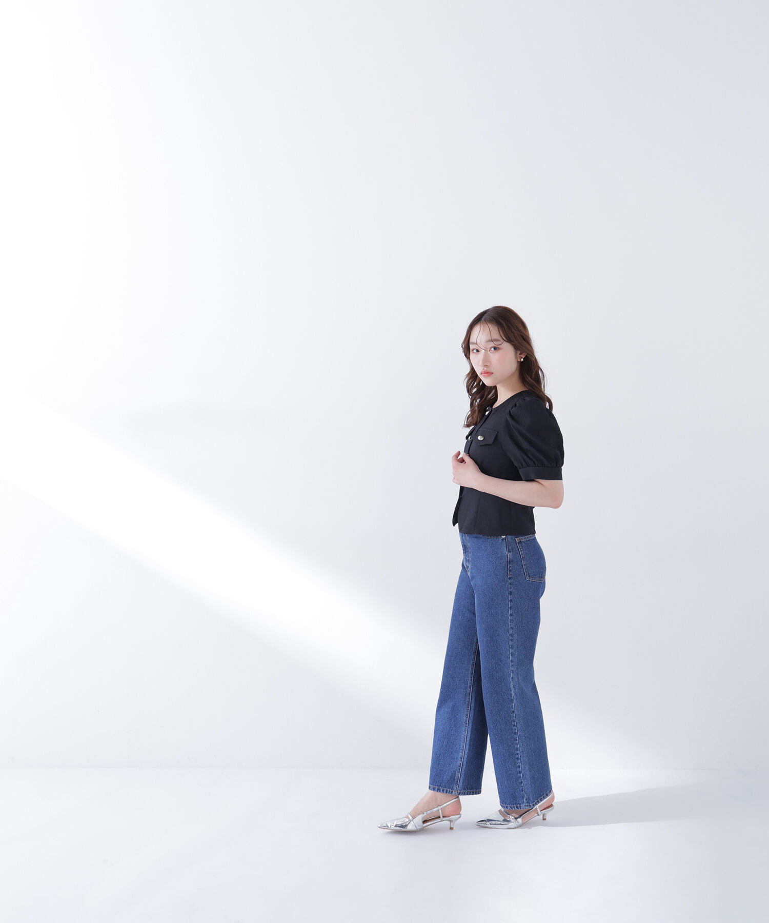  「ゴールドボタンジャガードブラウス」|シャツ・ブラウス|