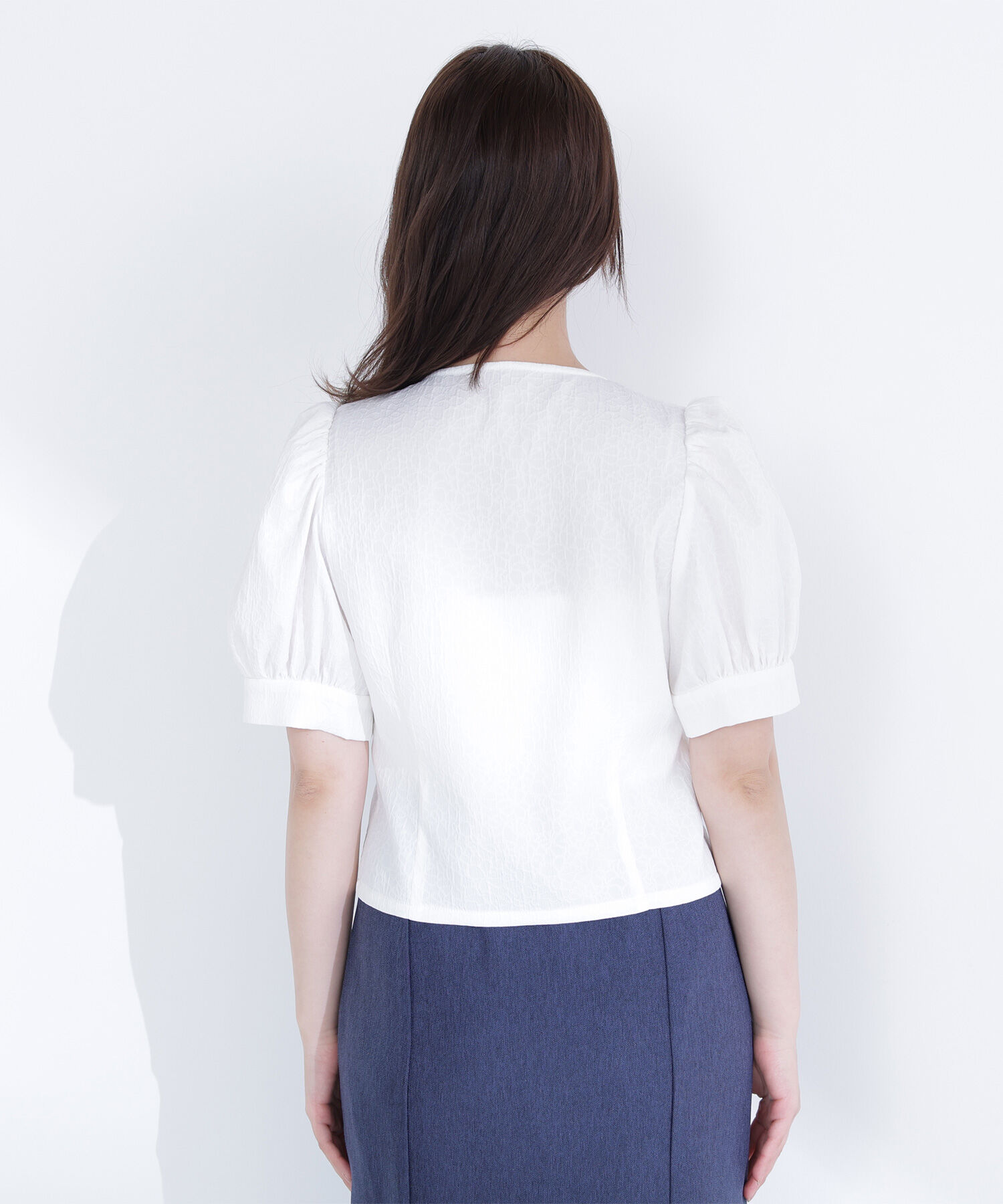  「ゴールドボタンジャガードブラウス」|シャツ・ブラウス|