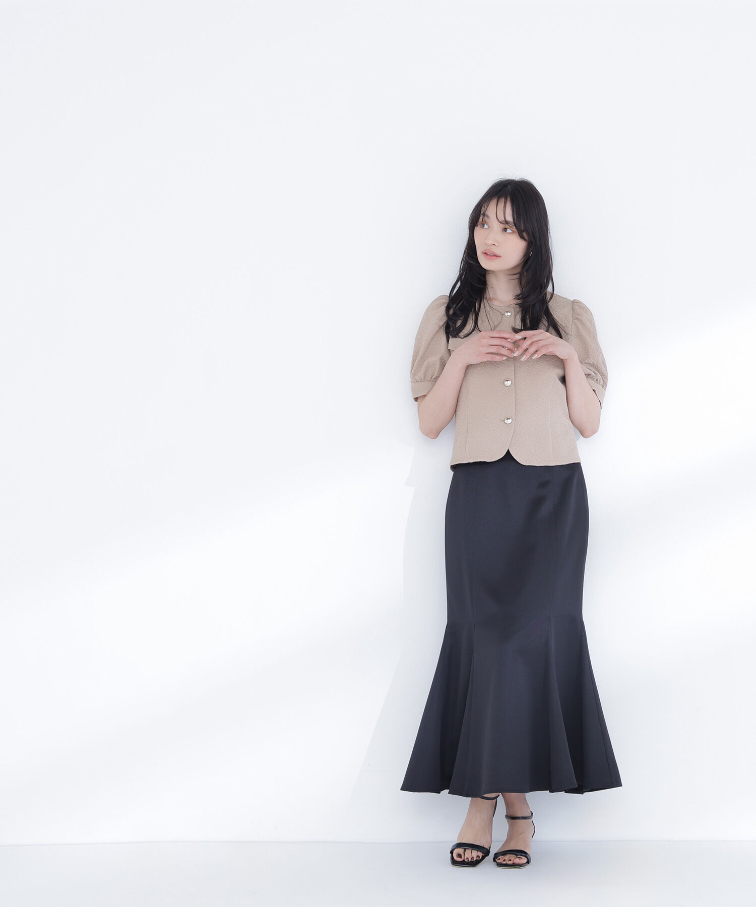  「ゴールドボタンジャガードブラウス」|シャツ・ブラウス|