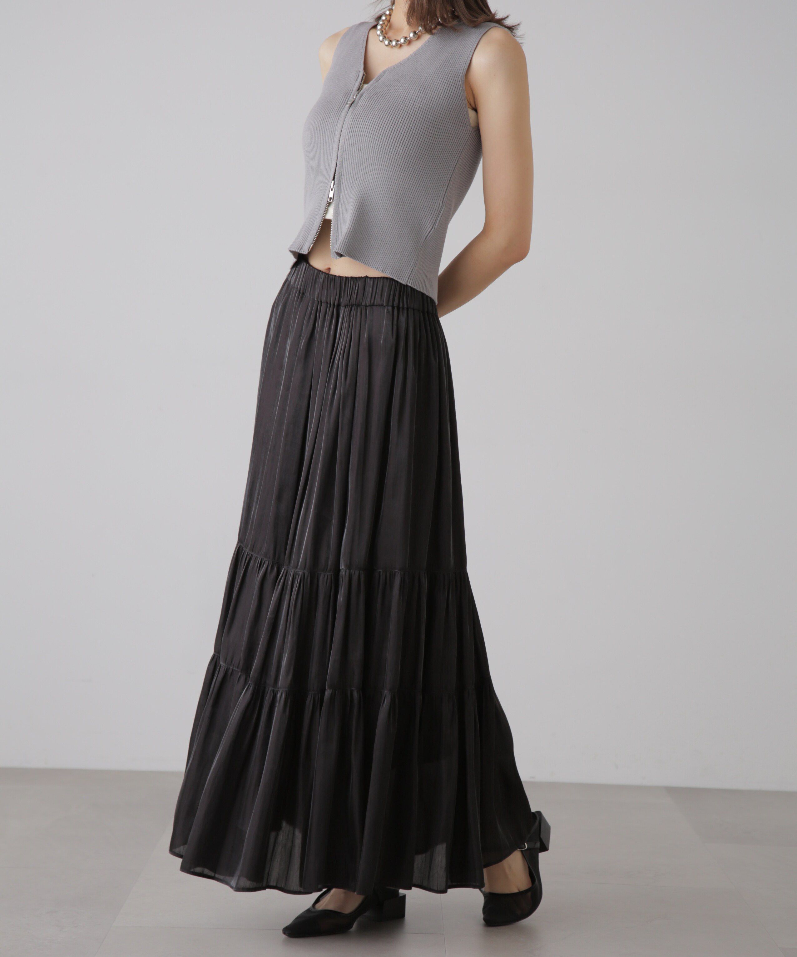  「フロントジップニットタンクトップ」|ニット・セーター|