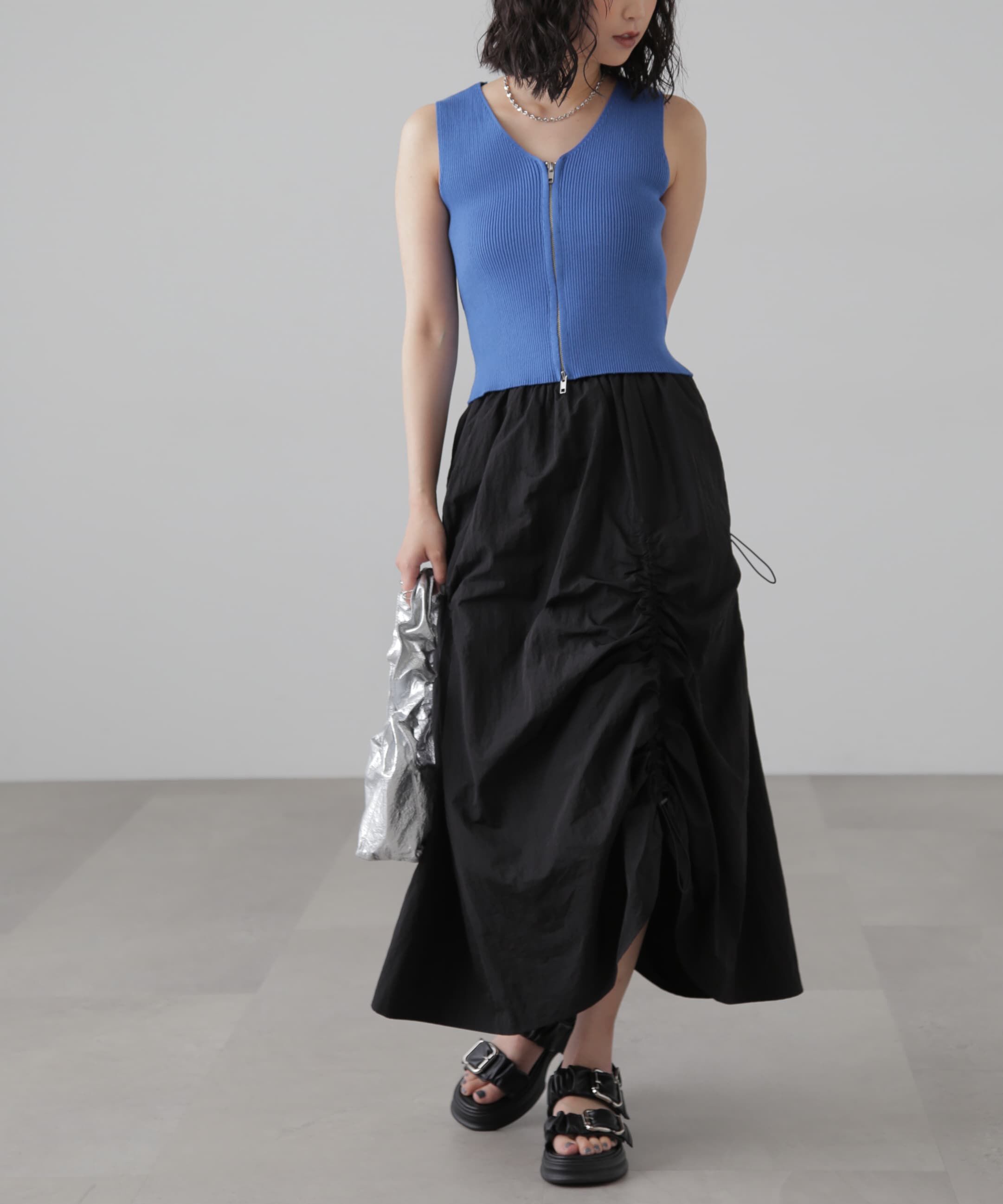  「フロントジップニットタンクトップ」|ニット・セーター|