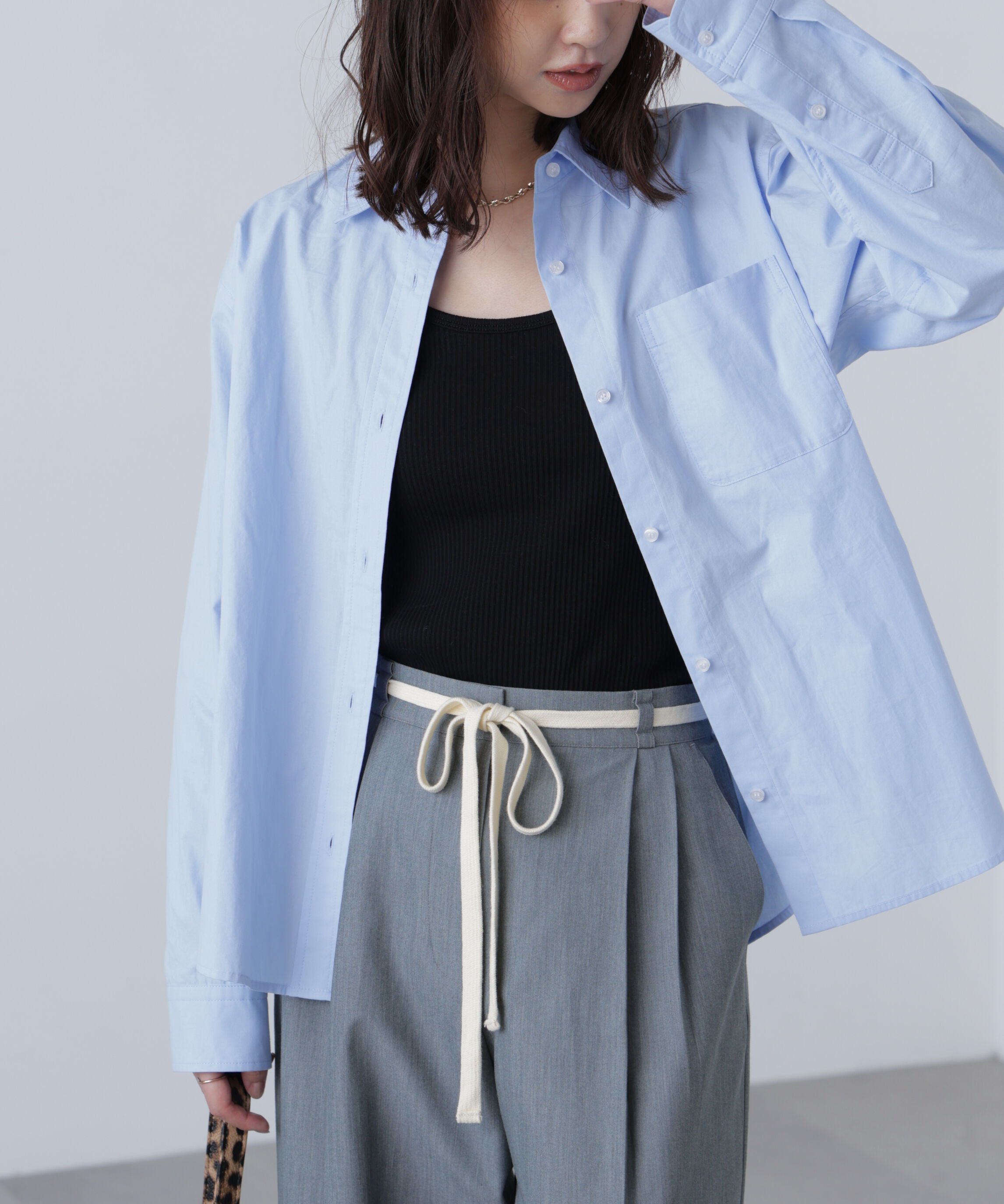  「タータンチェックレギュラーサイズシャツ」|シャツ・ブラウス|サックス