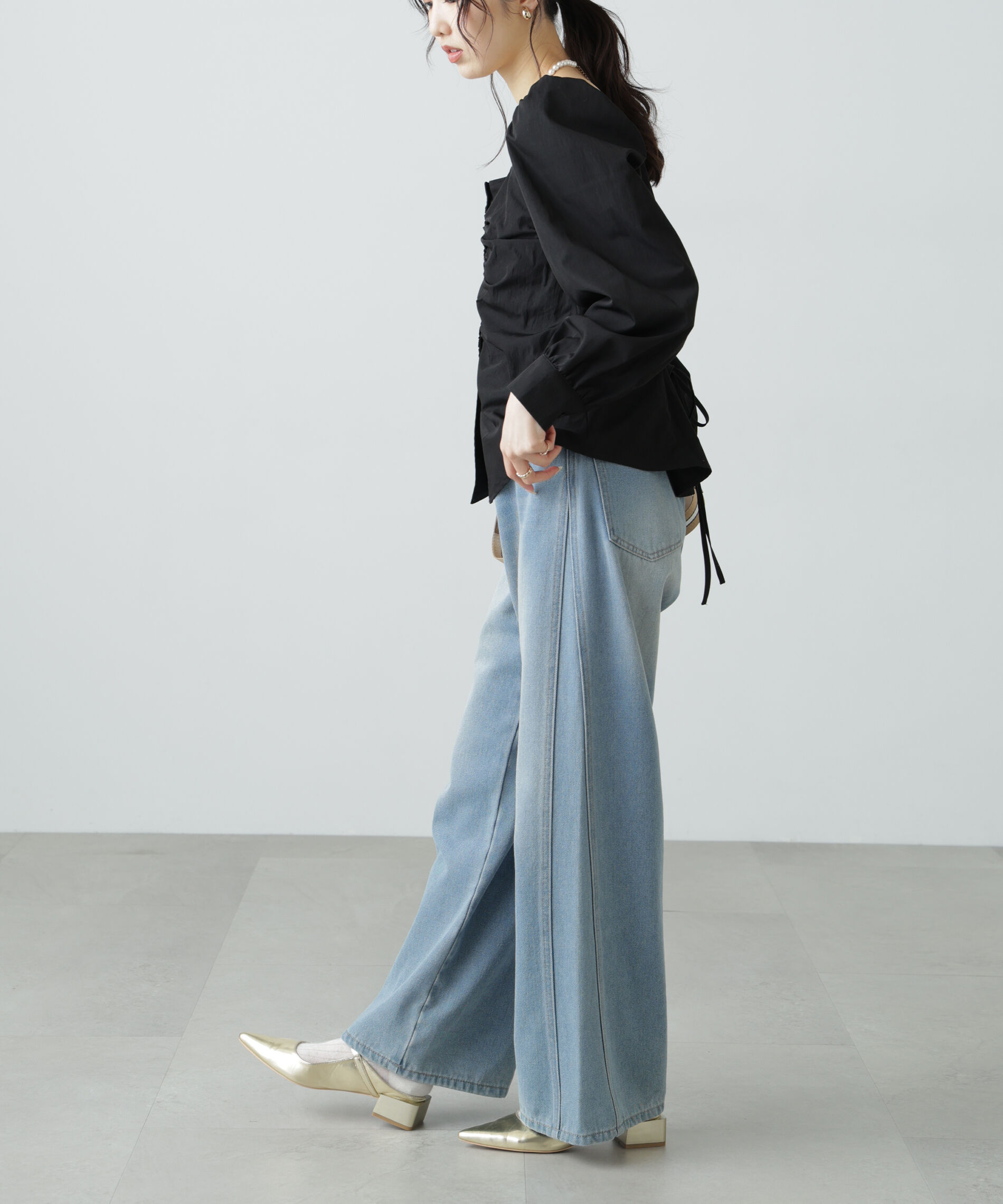  「フロントギャザースクエアネックブラウス」|シャツ・ブラウス|