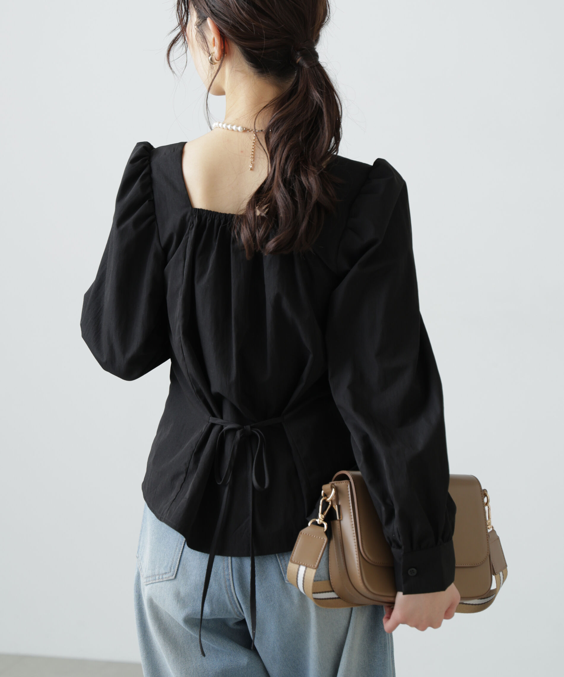  「フロントギャザースクエアネックブラウス」|シャツ・ブラウス|