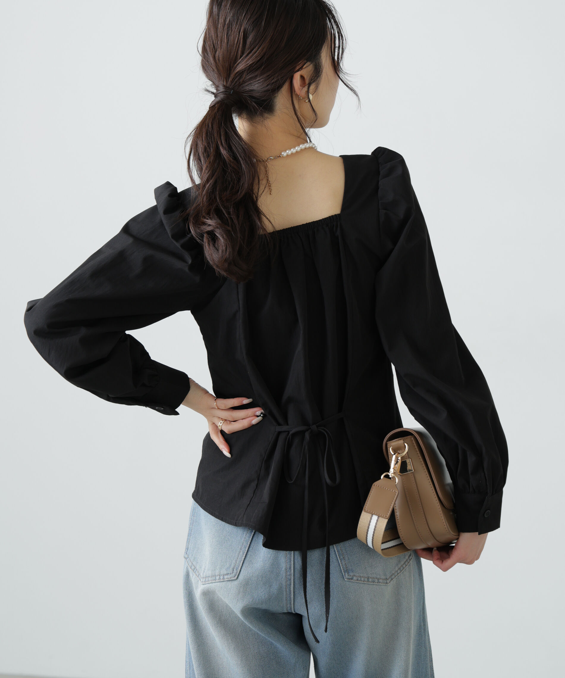  「フロントギャザースクエアネックブラウス」|シャツ・ブラウス|