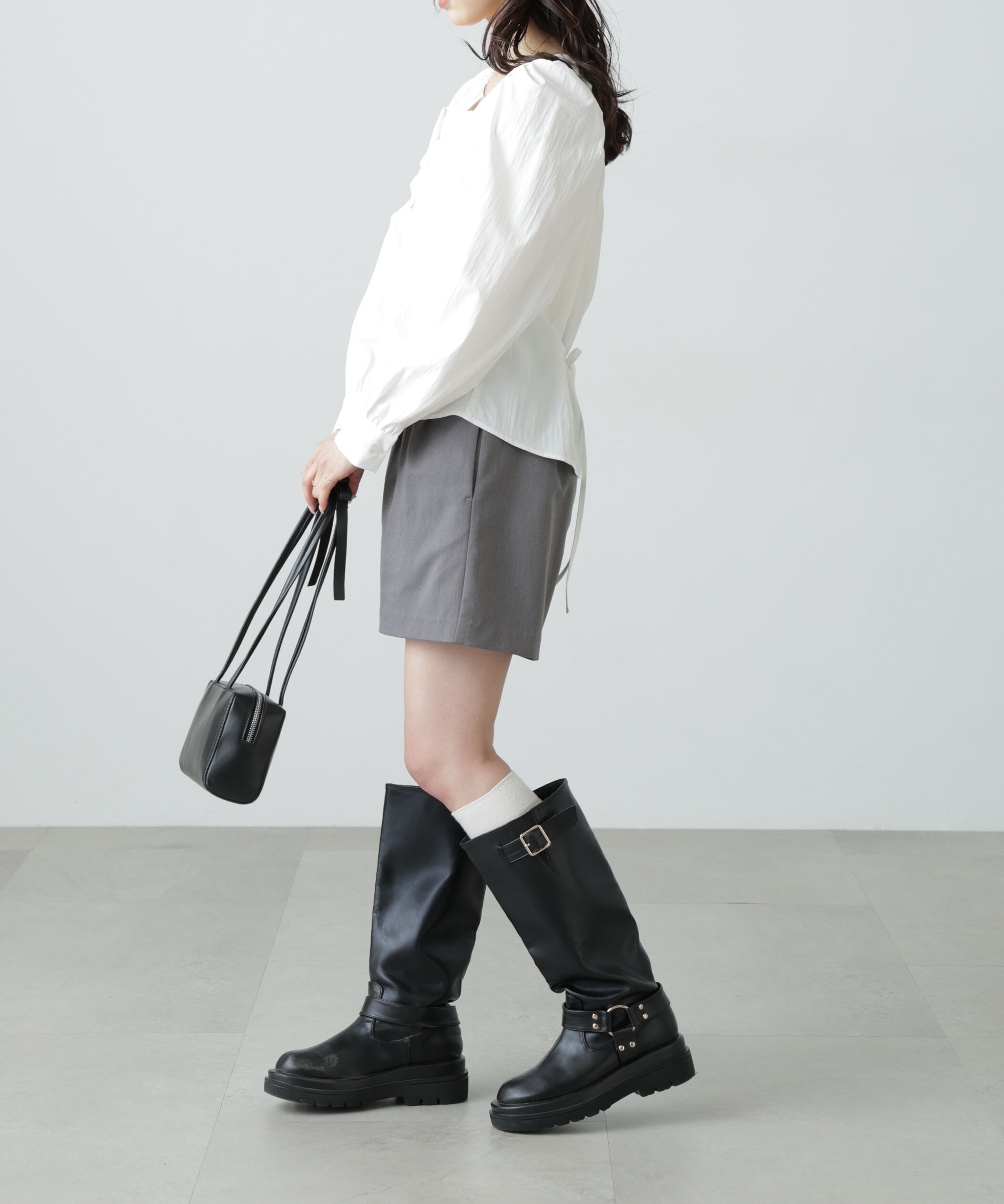  「フロントギャザースクエアネックブラウス」|シャツ・ブラウス|