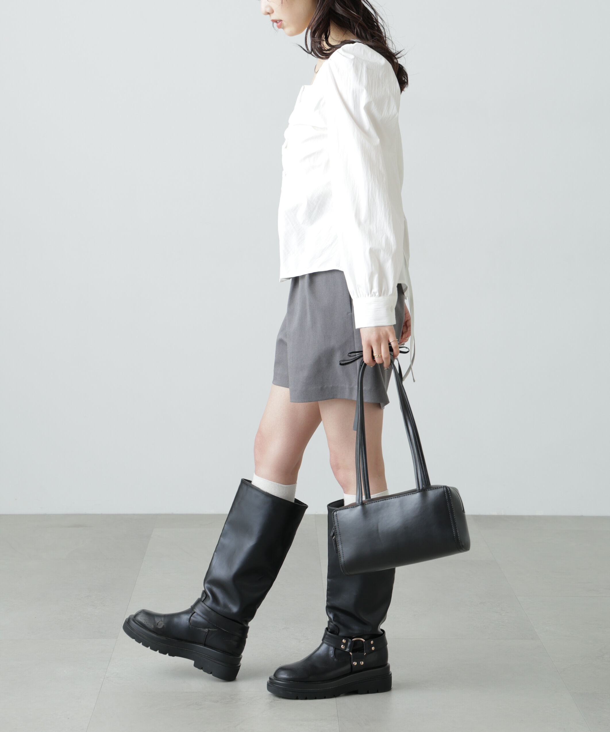  「フロントギャザースクエアネックブラウス」|シャツ・ブラウス|