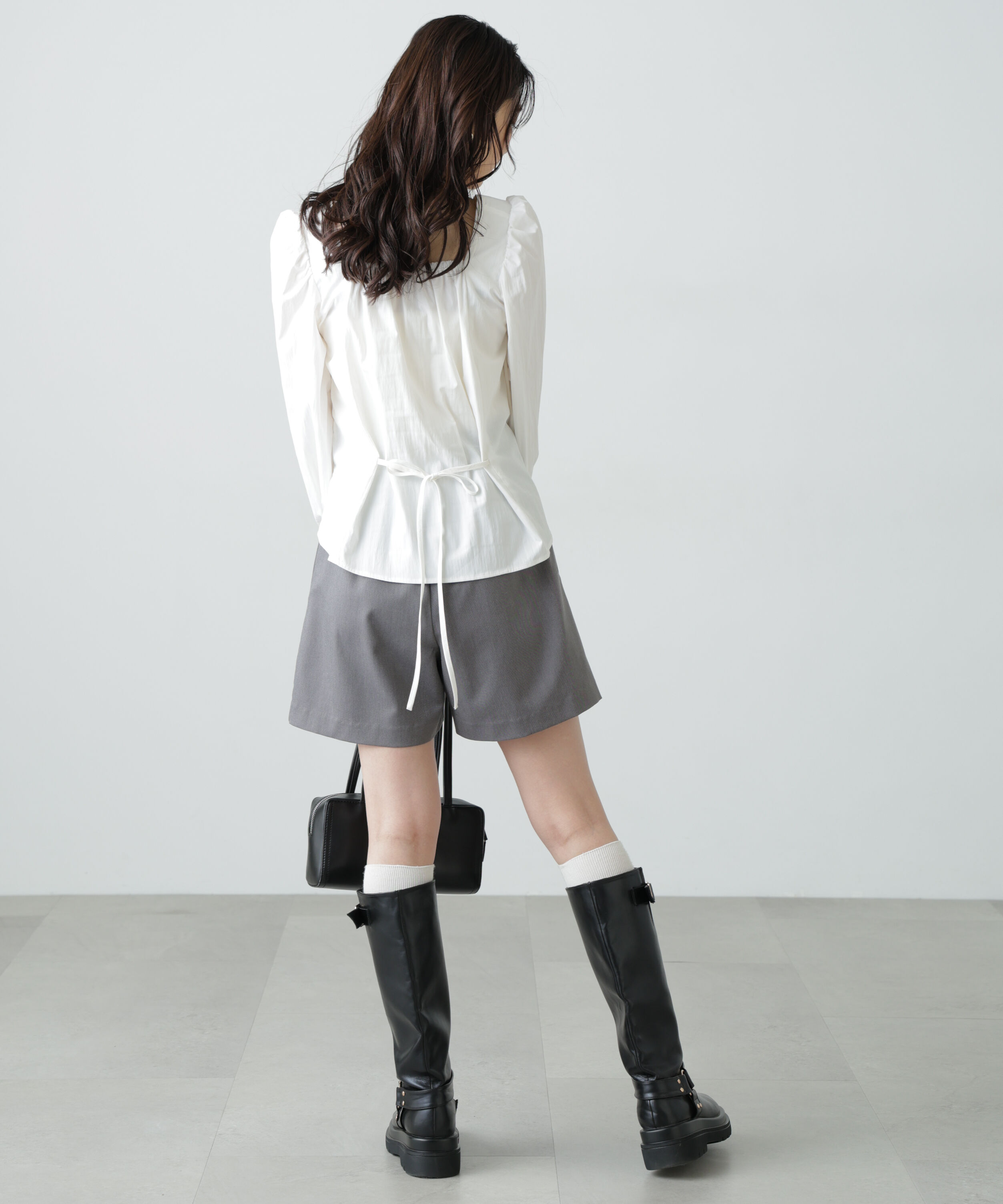  「フロントギャザースクエアネックブラウス」|シャツ・ブラウス|