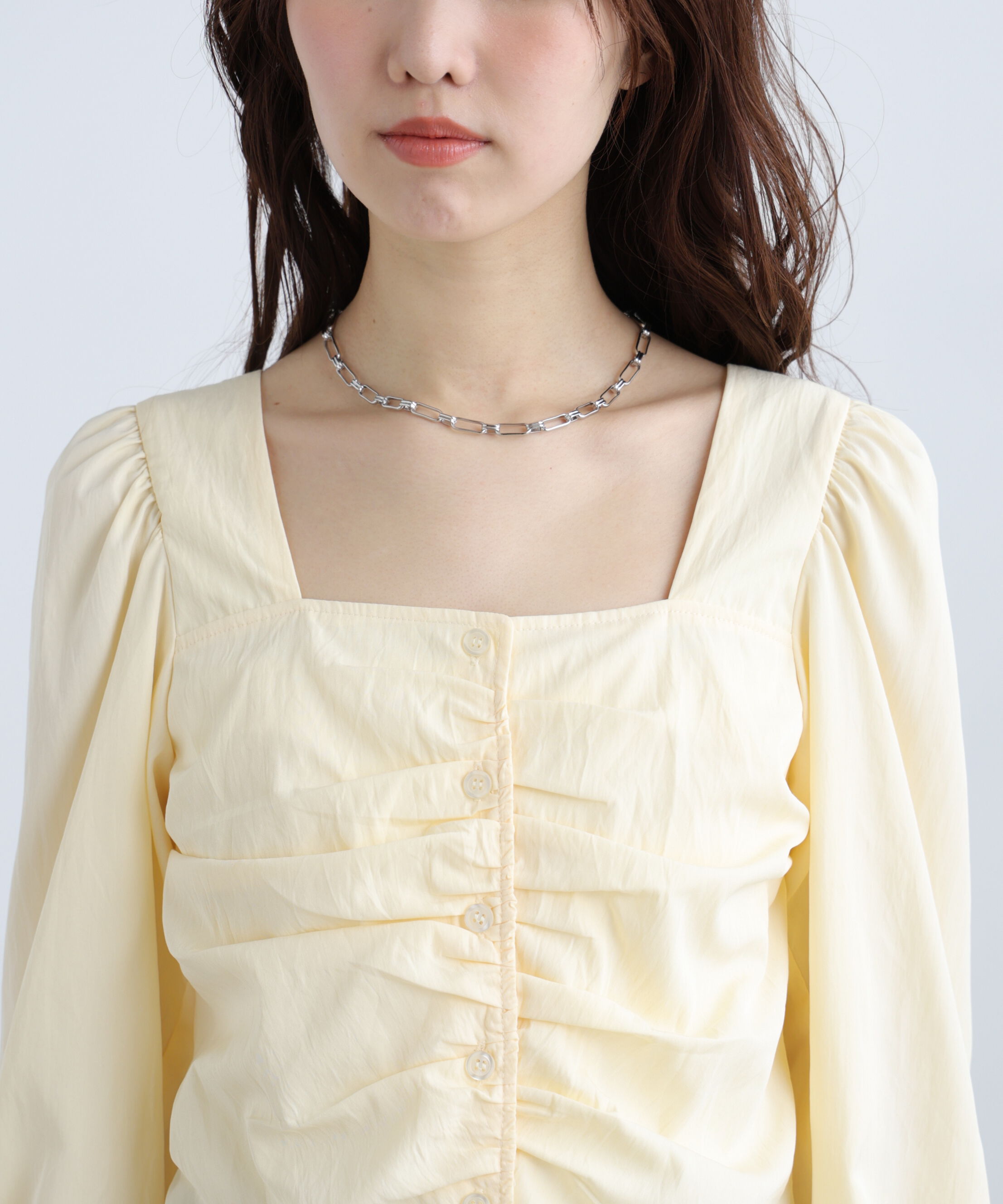  「フロントギャザースクエアネックブラウス」|シャツ・ブラウス|