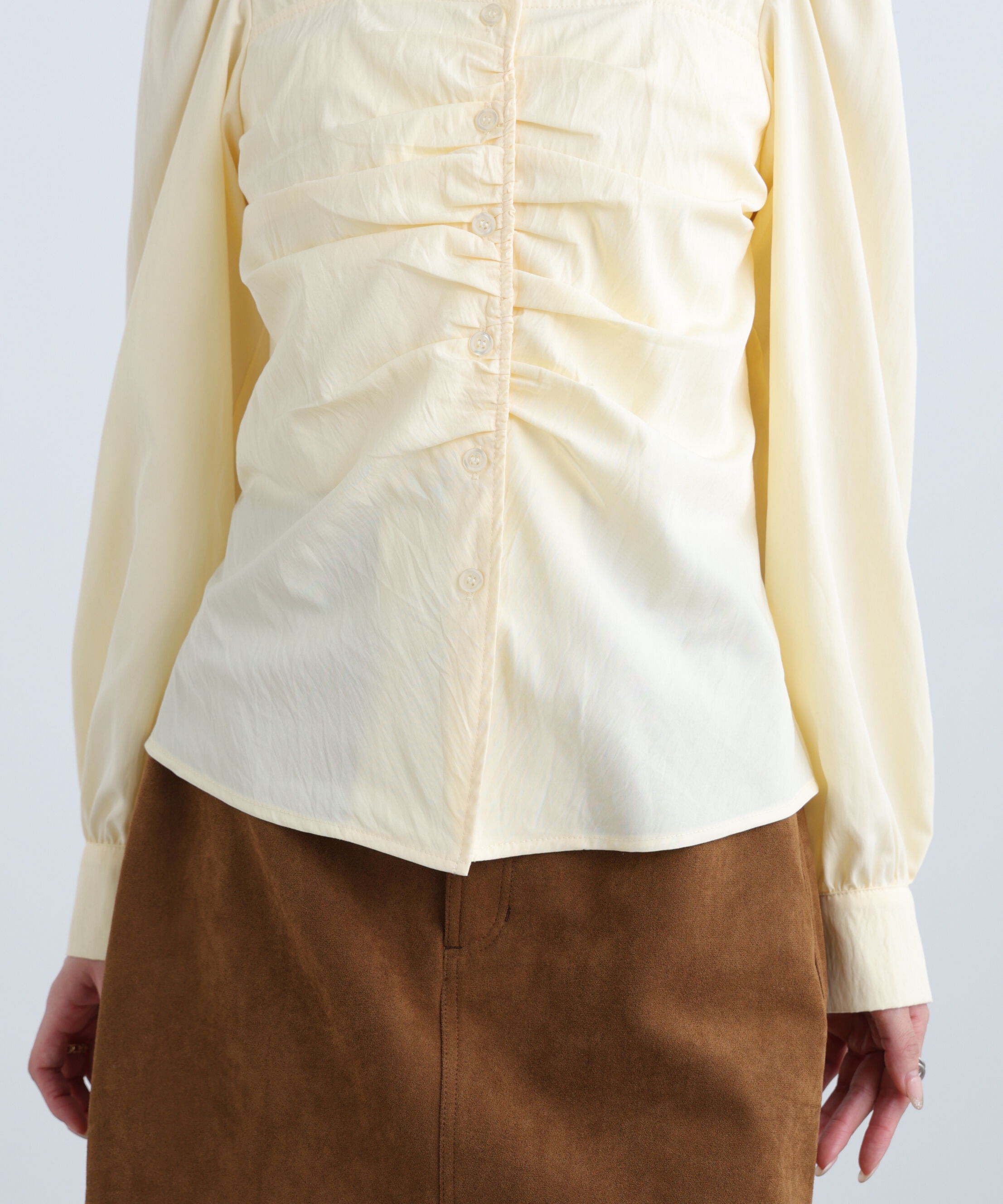  「フロントギャザースクエアネックブラウス」|シャツ・ブラウス|