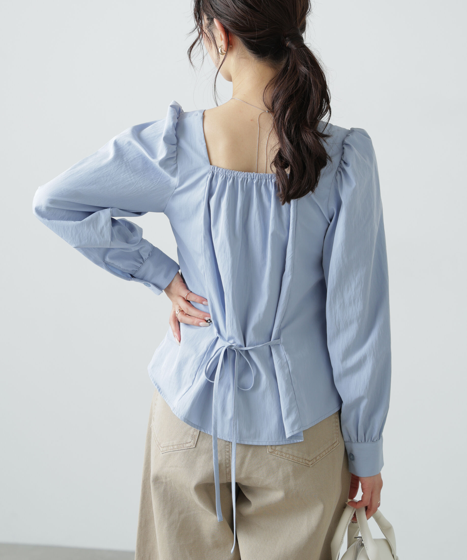  「フロントギャザースクエアネックブラウス」|シャツ・ブラウス|