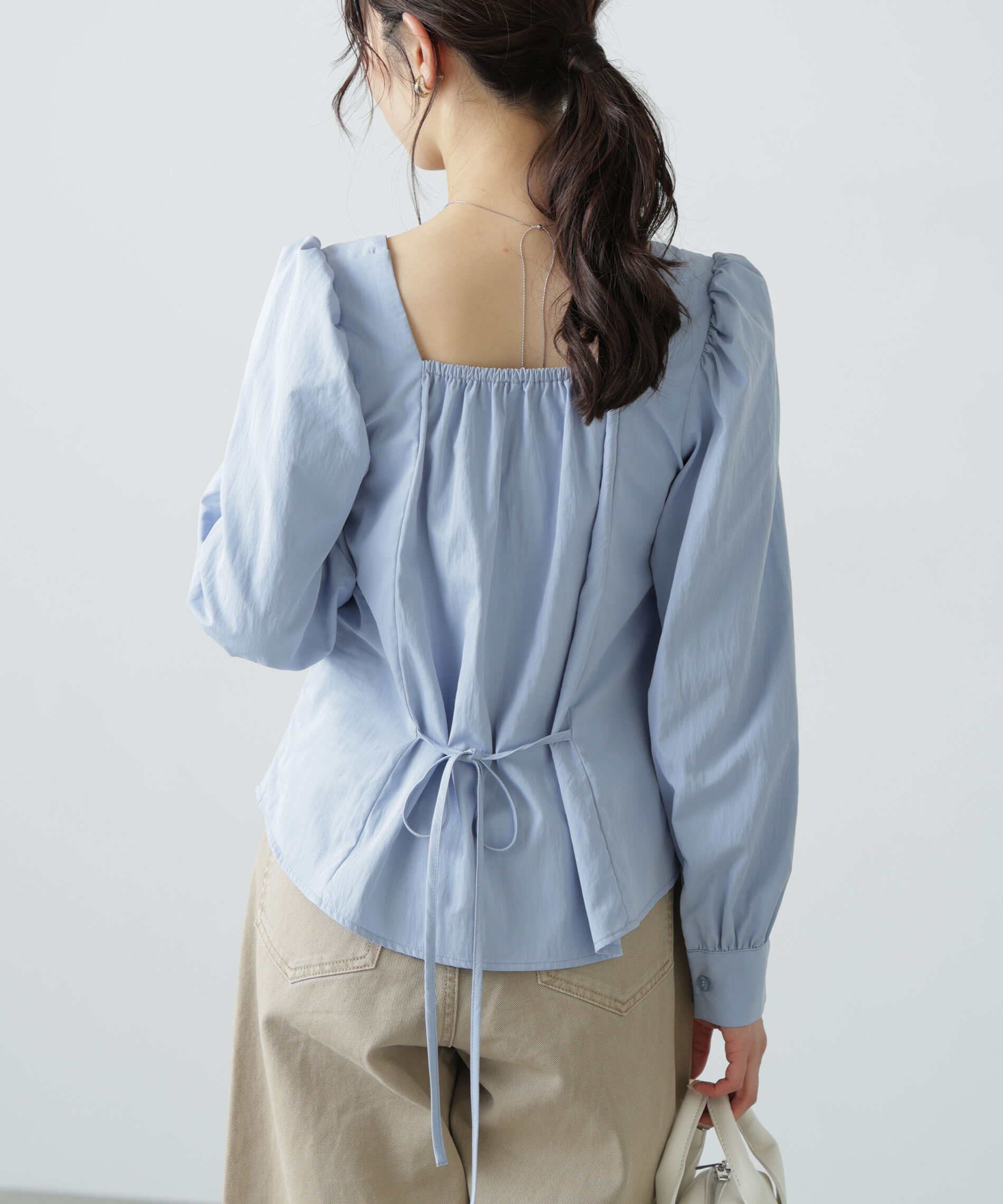  「フロントギャザースクエアネックブラウス」|シャツ・ブラウス|