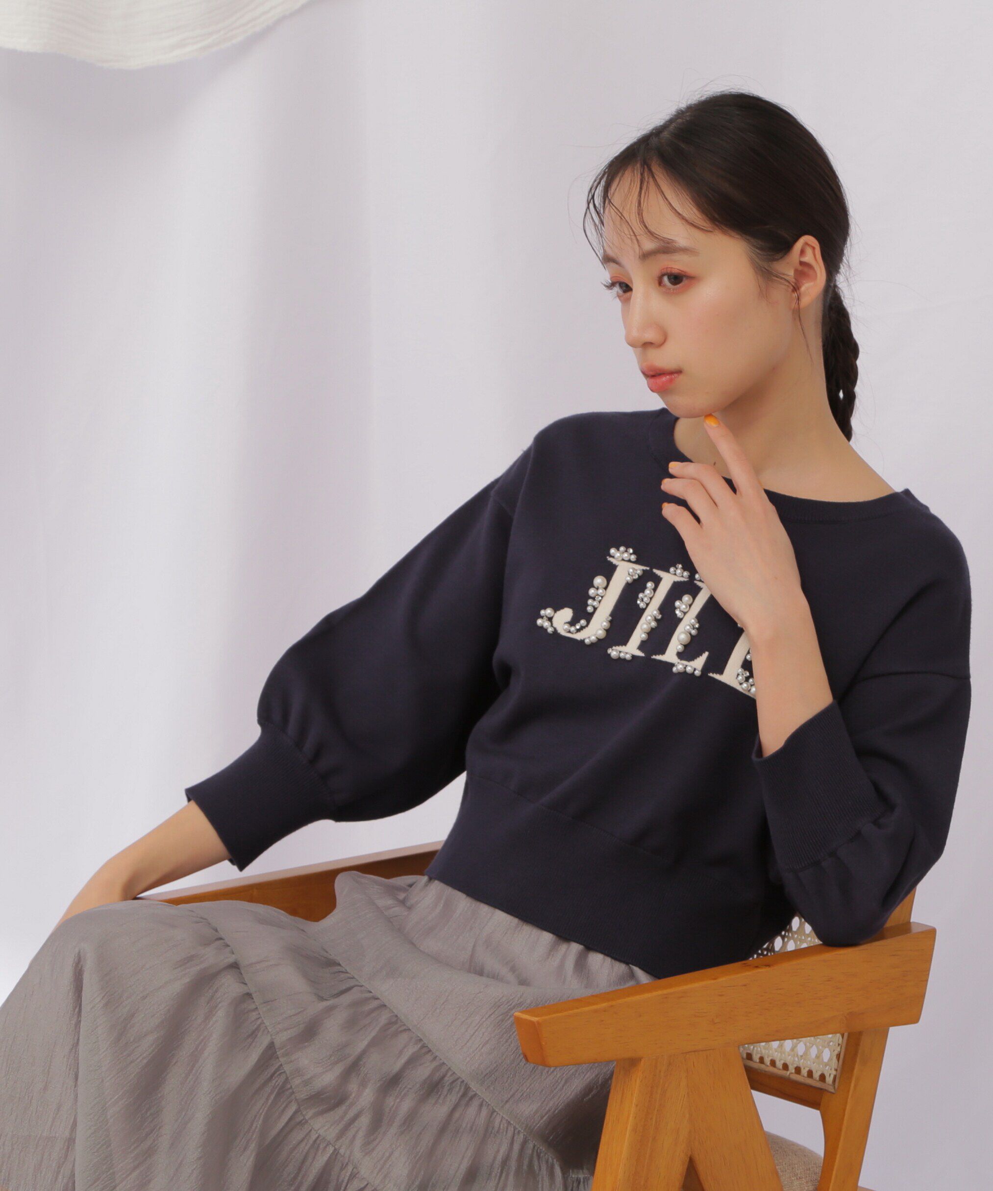  「ロゴジャガードビジューニット」|ニット・セーター|