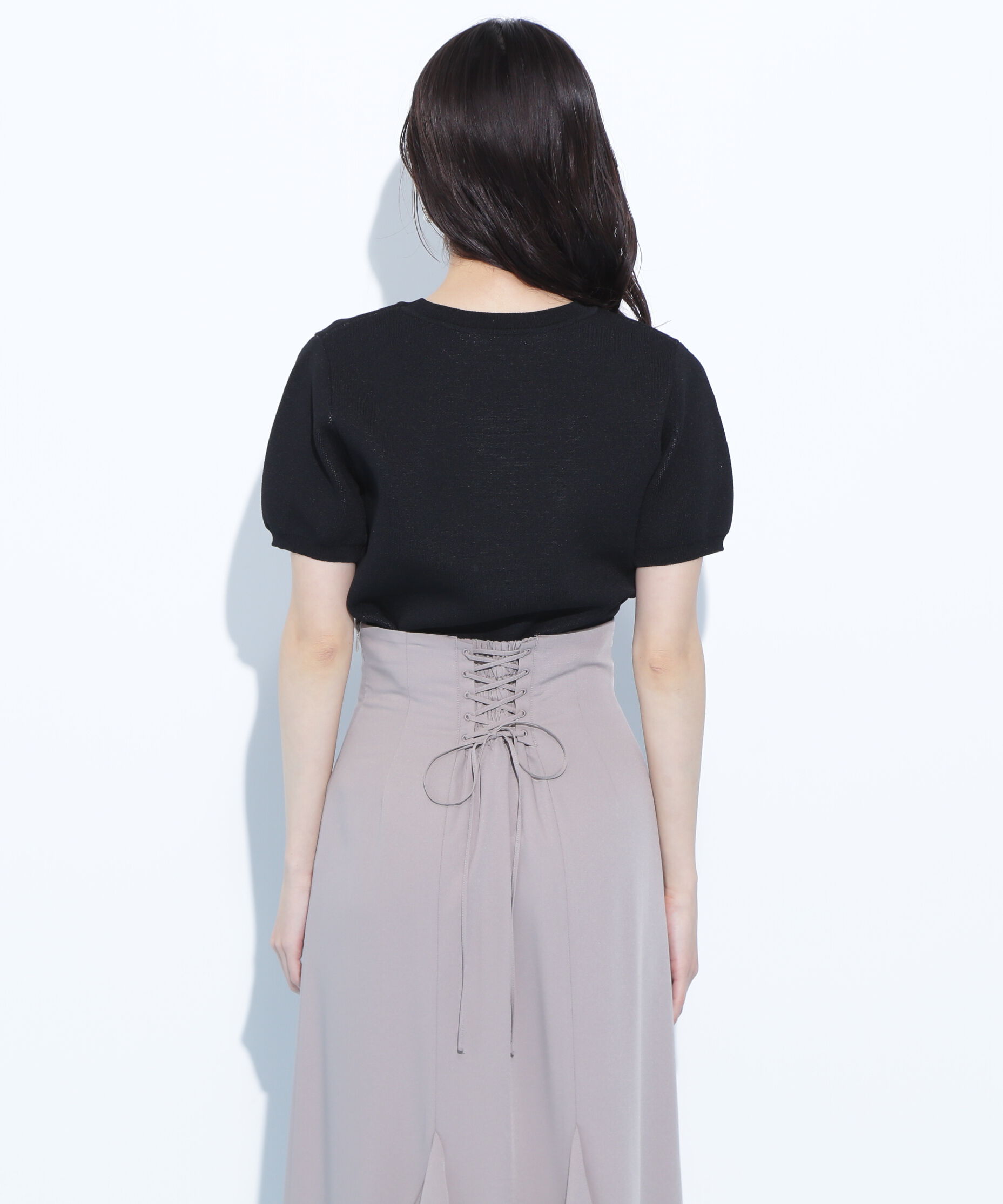  「リボンジャガードビジューニットトップス」|ニット・セーター|