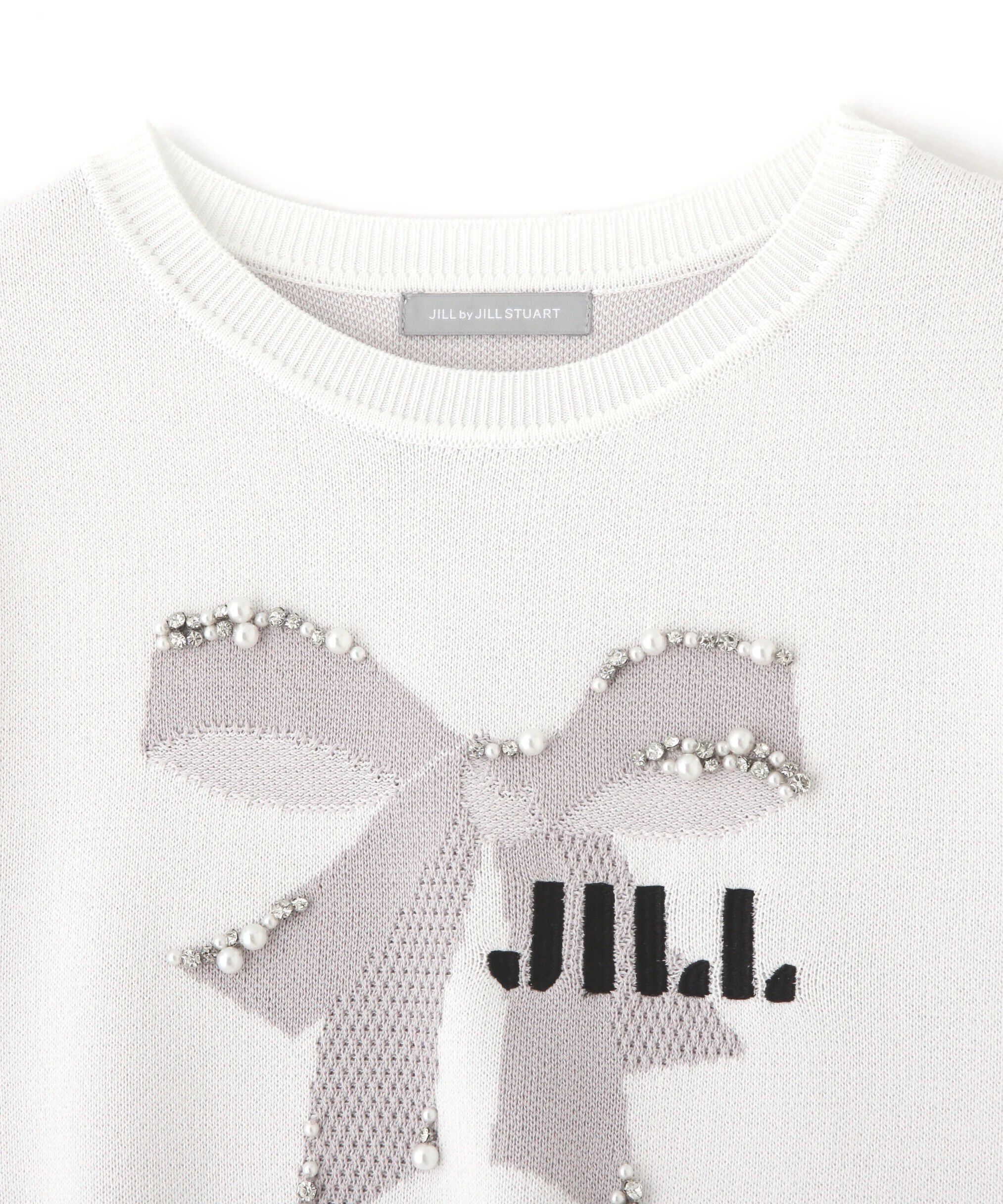  「リボンジャガードビジューニットトップス」|ニット・セーター|