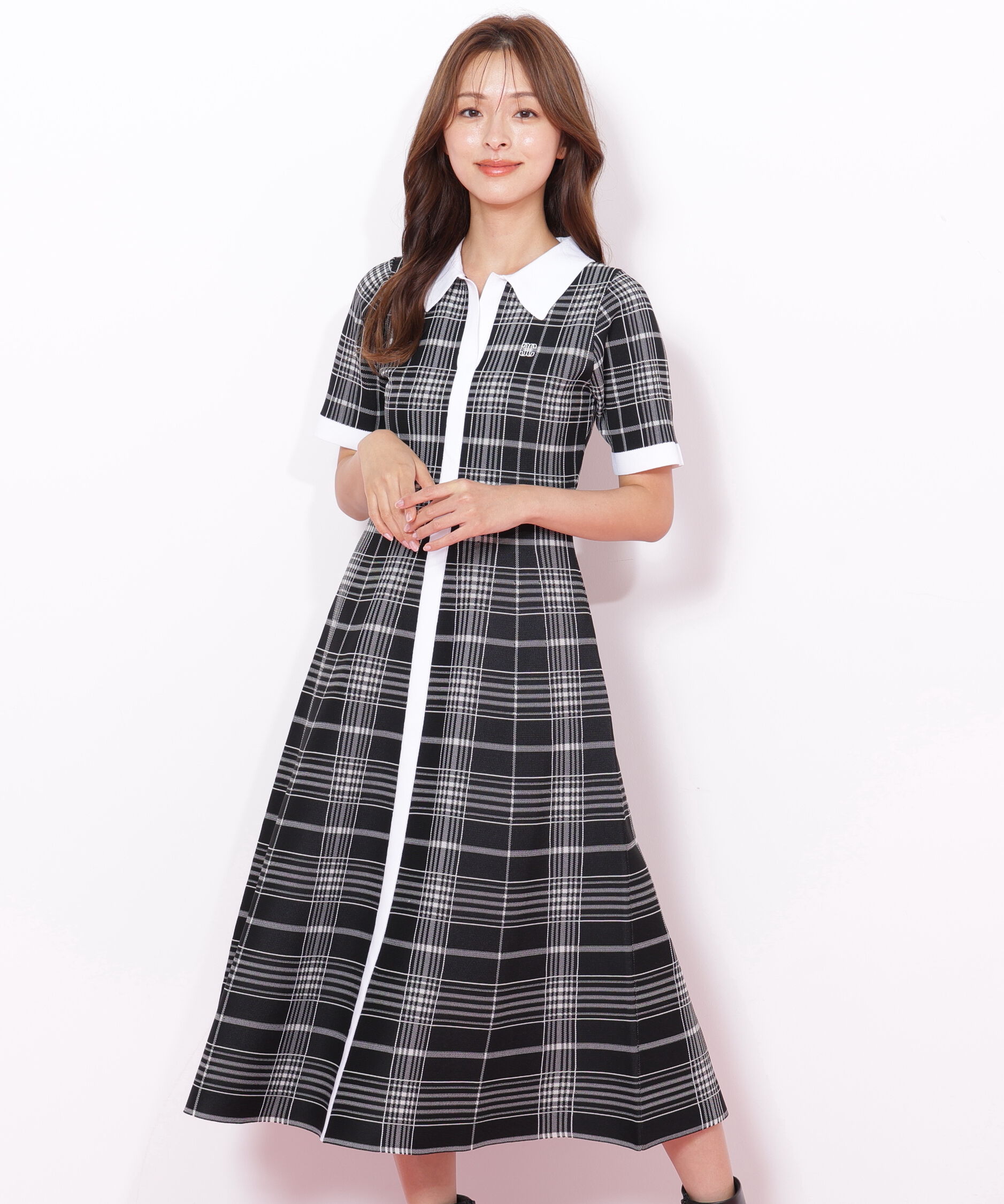  「ビッグチェックニットワンピース」|ワンピース|
